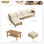 5-Piece Wicker Patio Furniture Set with Ottoman