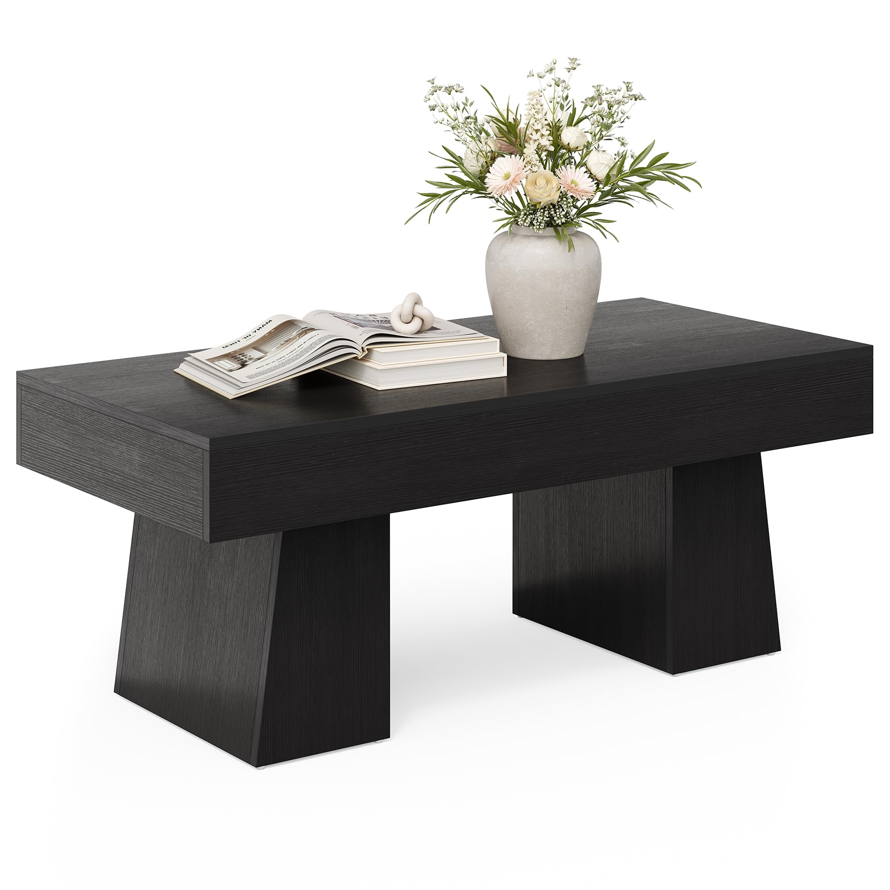 Farmhouse Coffee Table 47 Inch Rectangular Black