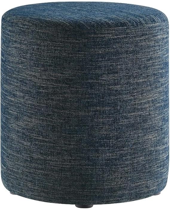 16" Round Woven Heathered Fabric Ottoman