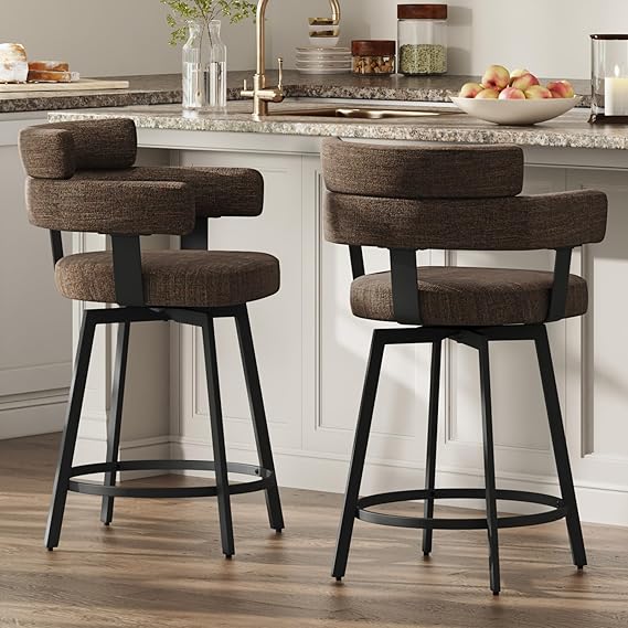 30 Inch Swivel Bar Stools Set of 2 with Full Back