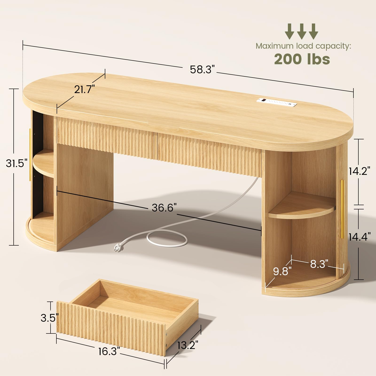 Executive Desk with Drawers and Storage Cabinets