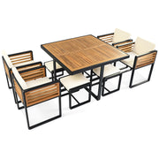9-Piece Acacia Wood Outdoor Dining Set