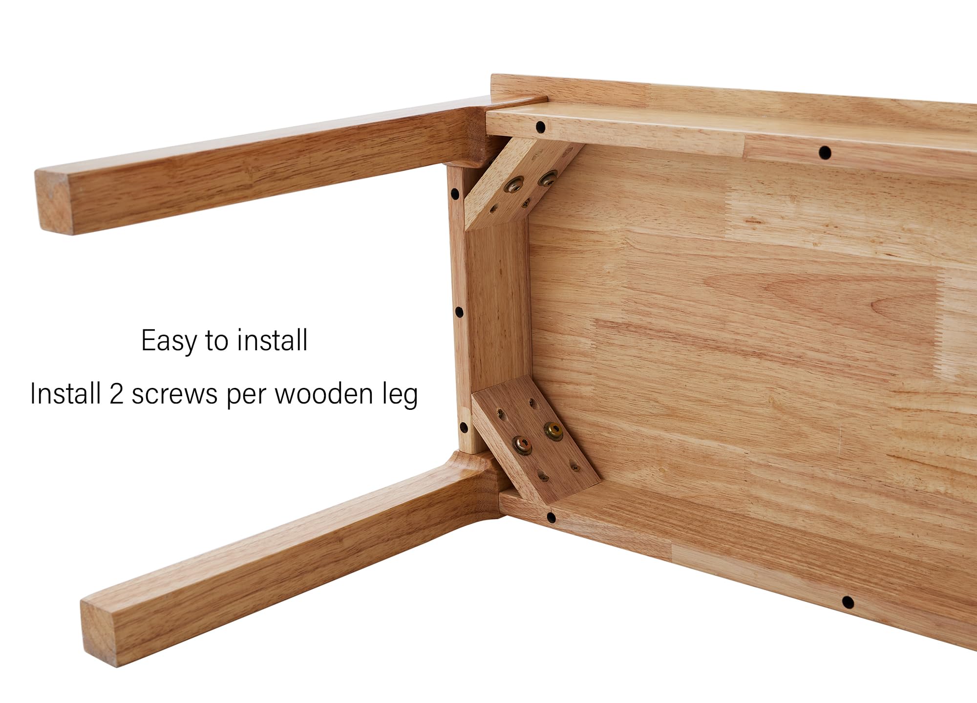Solid Oak Wood Bench for Entryway and Dining
