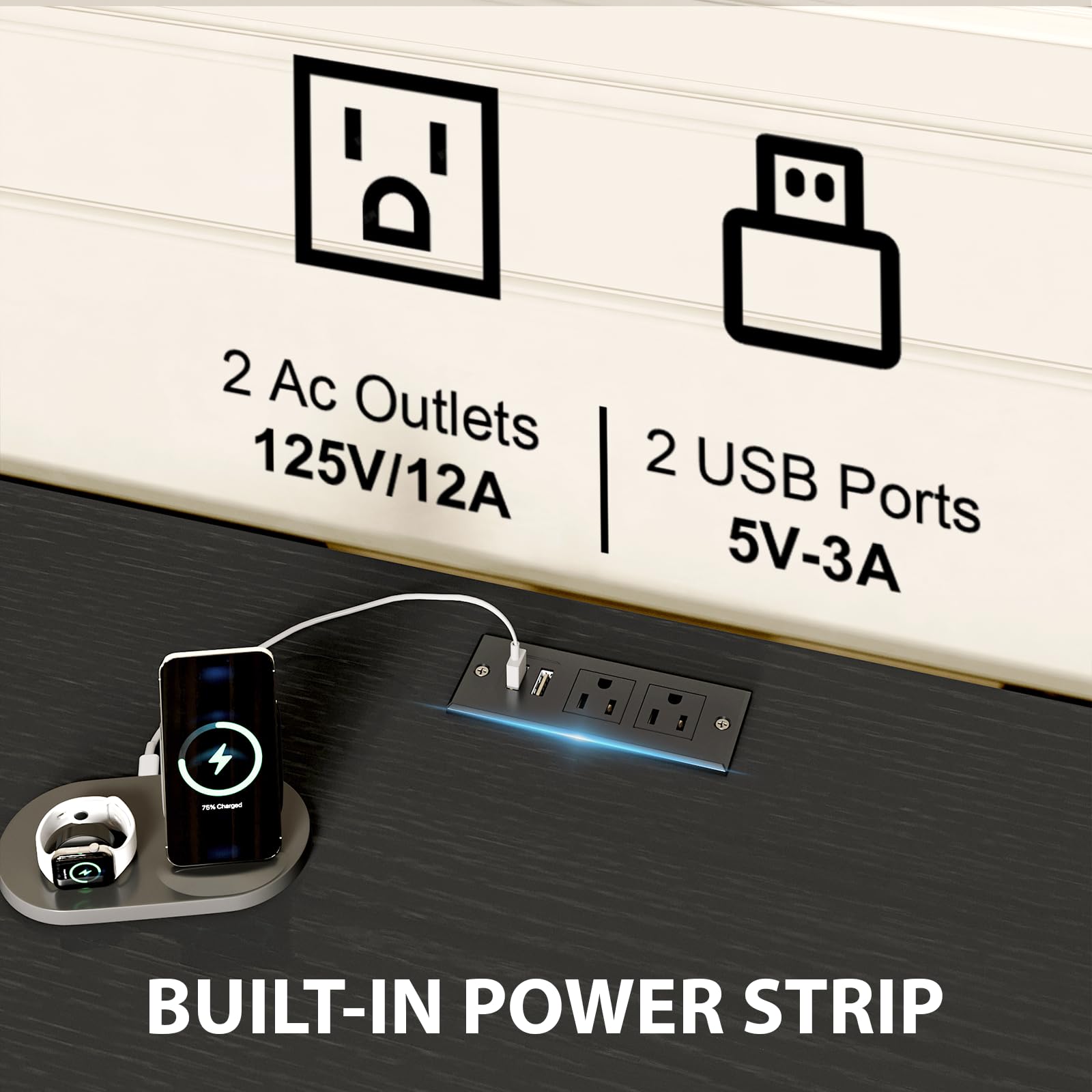 LED TV Stand with RGB Lighting and Storage