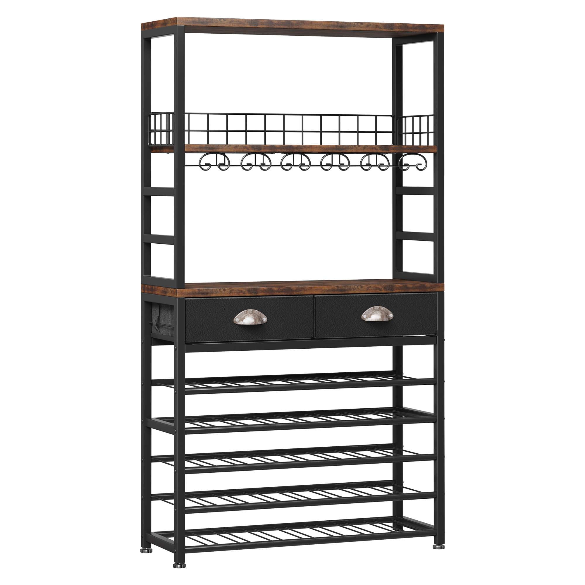 Wine Rack Cabinet with Storage and Drawer