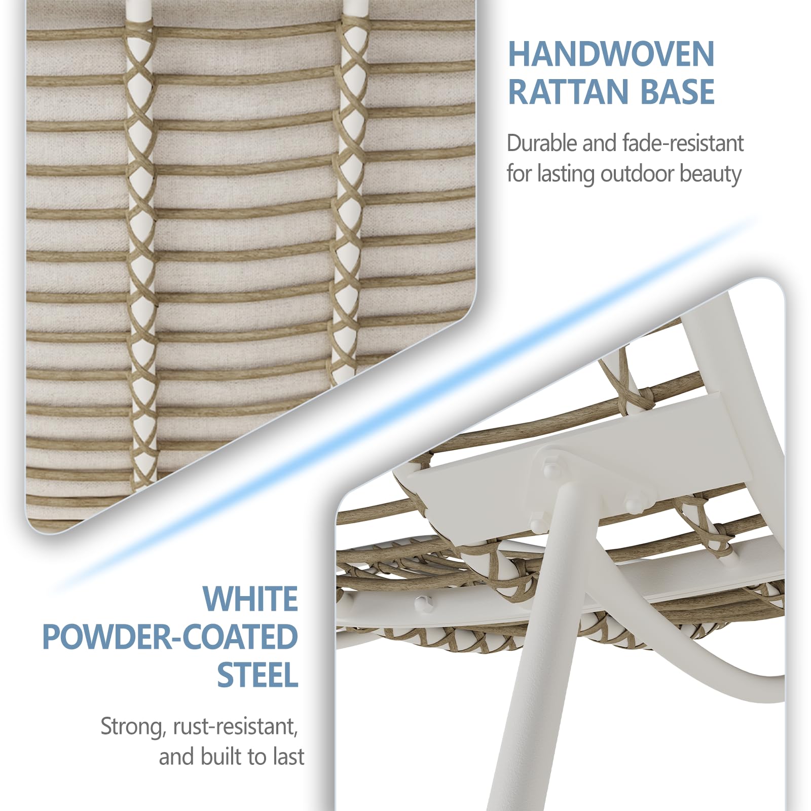 Wicker Chaise Lounge Chair with Thick Cushion