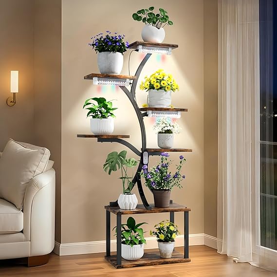 Heart-Shaped Plant Stand with Grow Lights