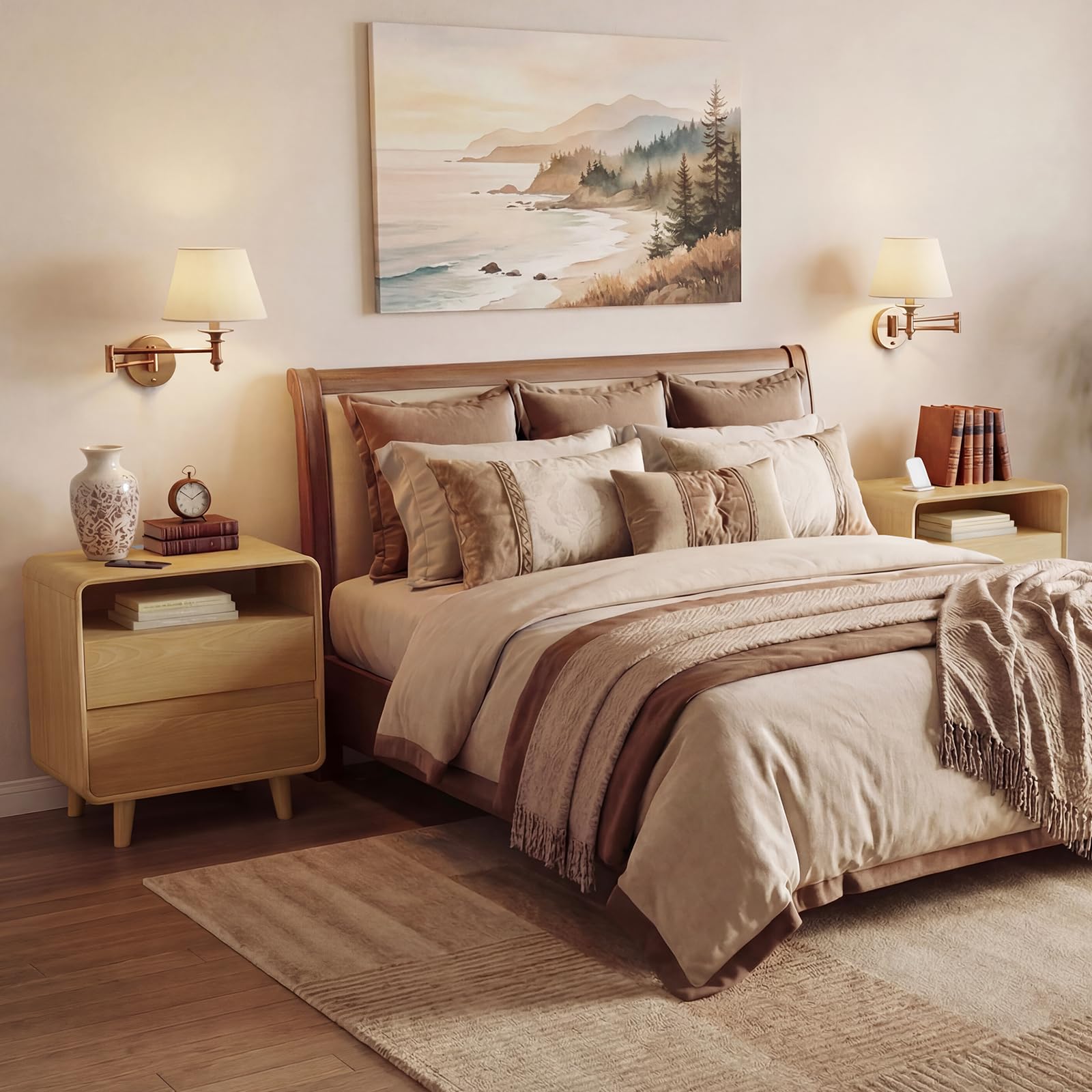 Modern Nightstands Set of 2 with Charging Station