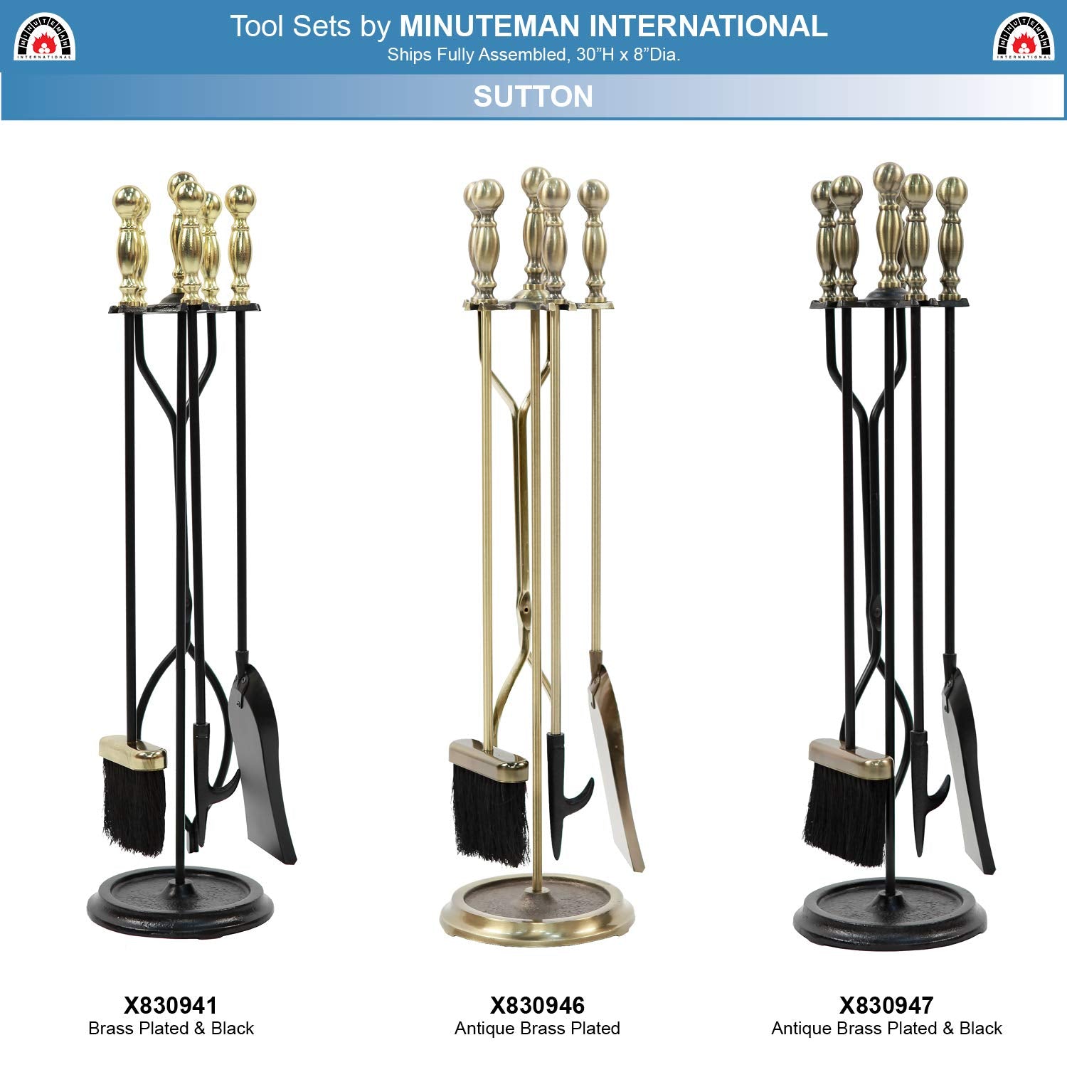 5-Piece Fireplace Tool Set with Stand