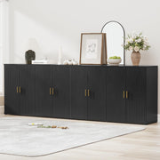 Black Fluted Sideboard Buffet Cabinet with Storage