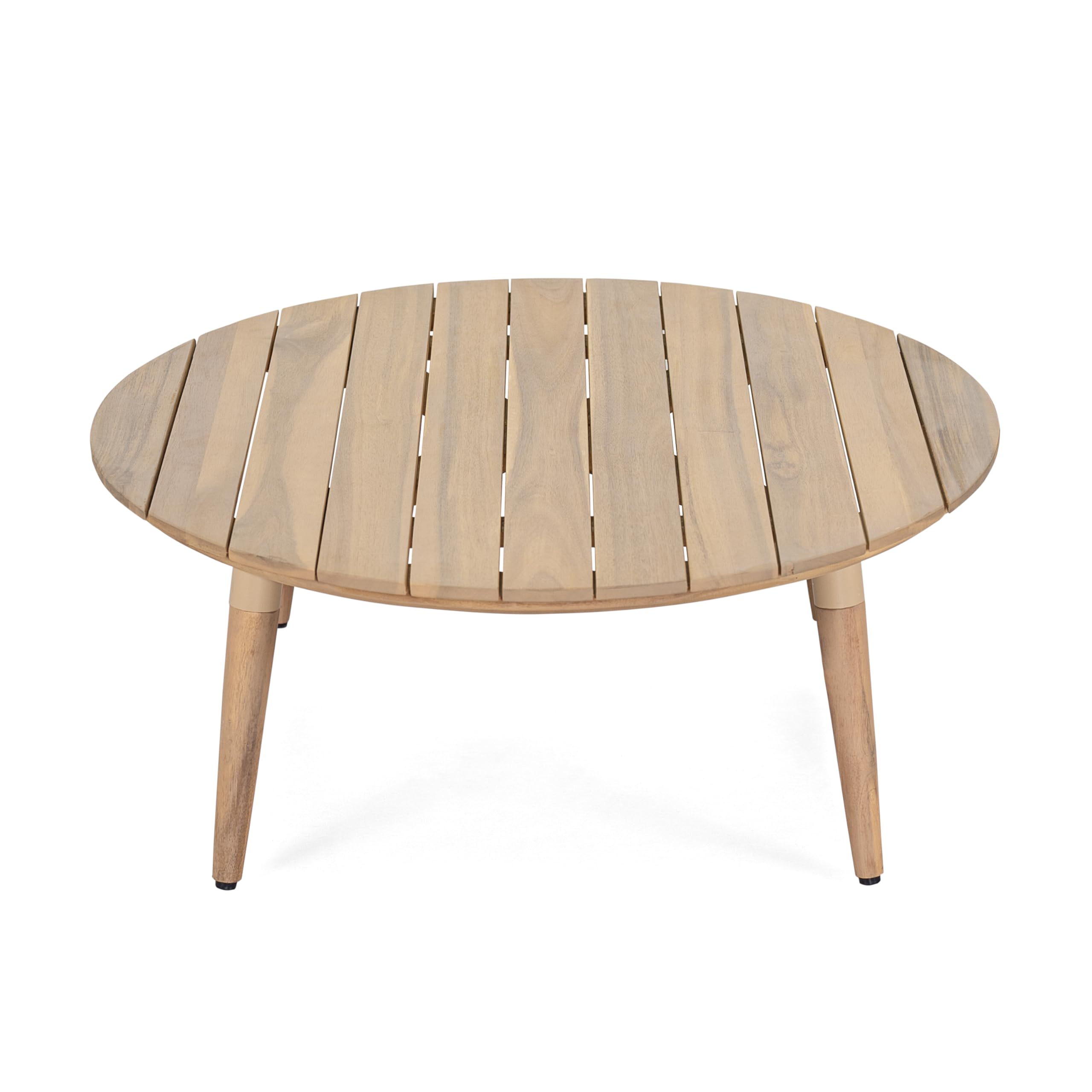 Round Acacia Wood Outdoor Coffee Table