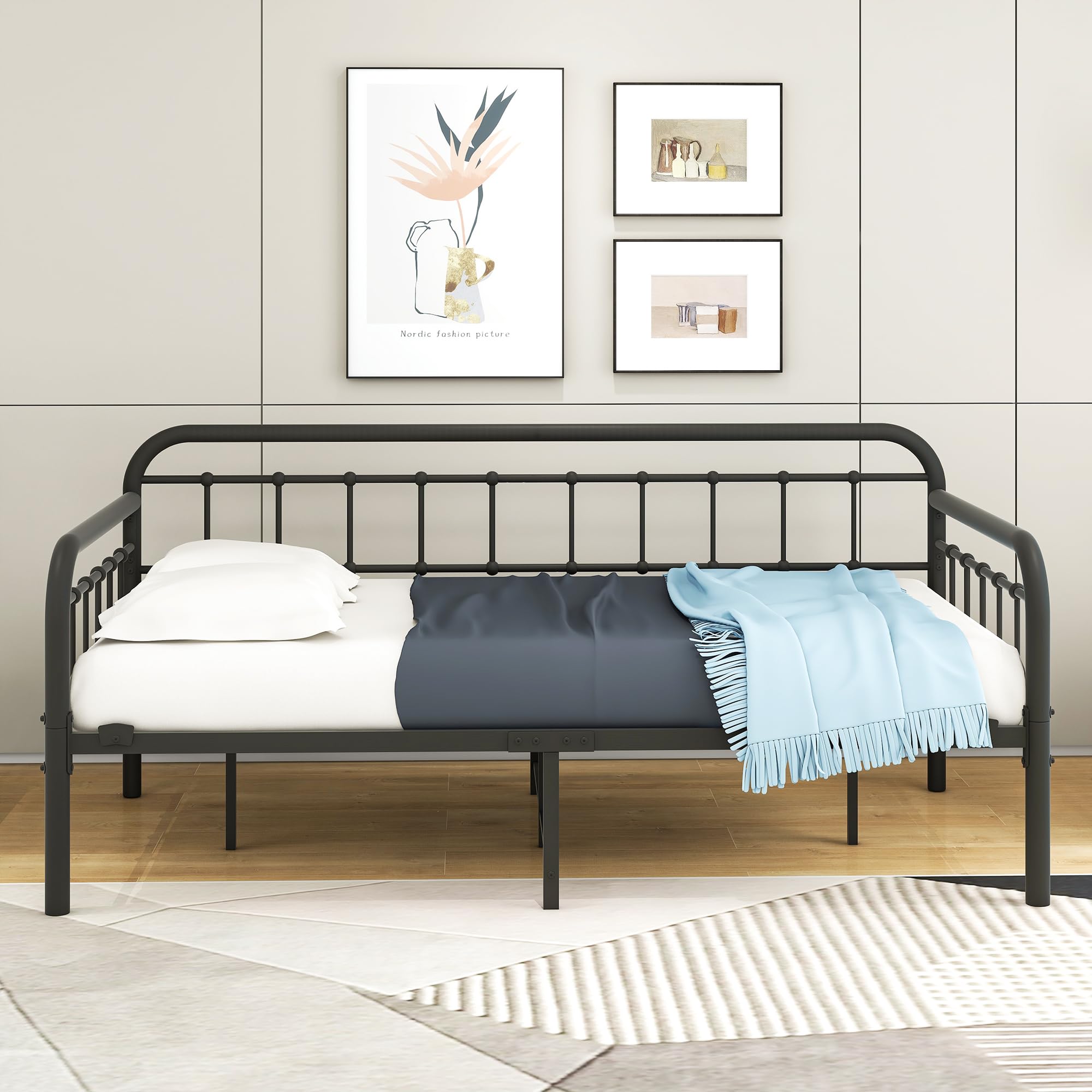 Metal Daybed Frame with Heavy Duty Slats - Twin