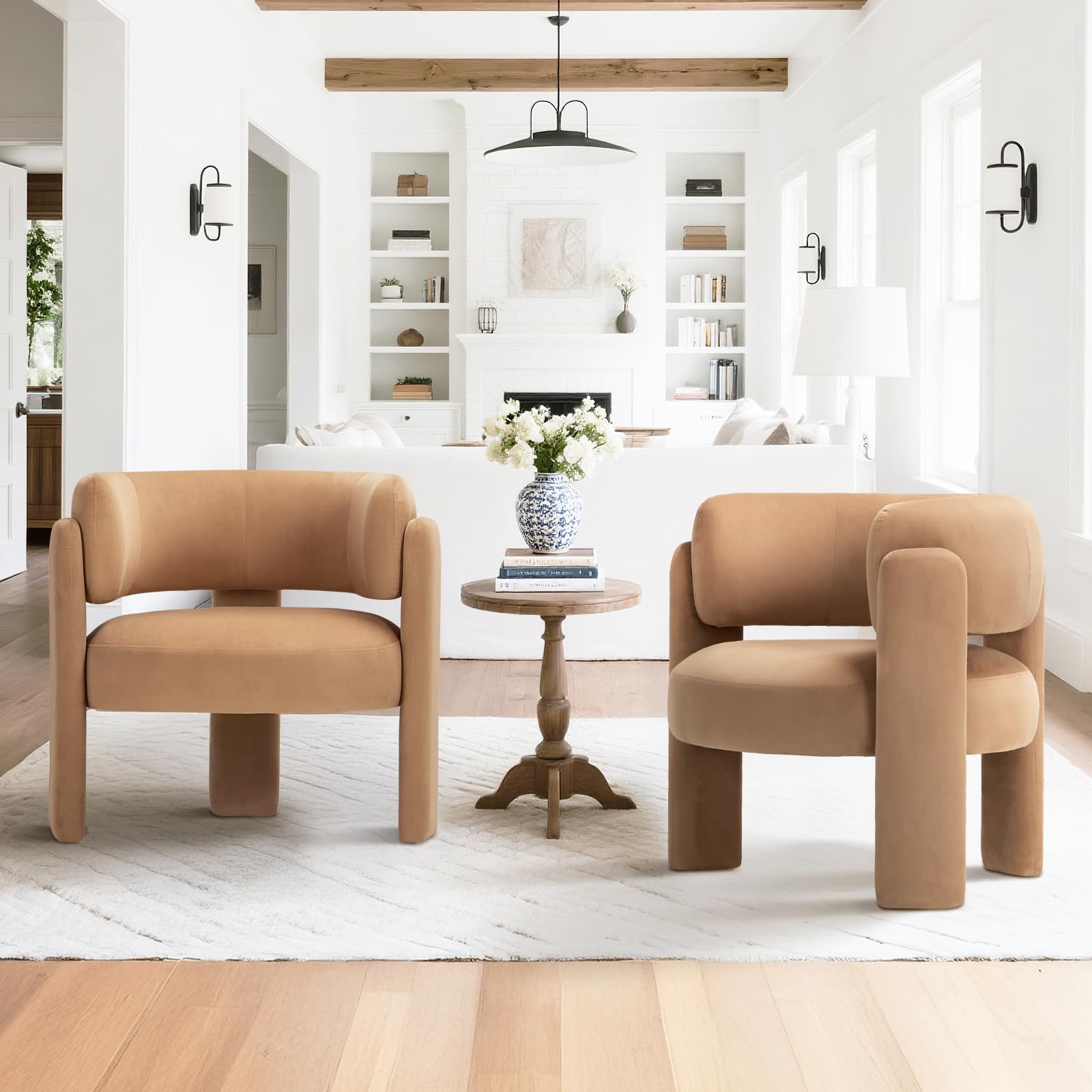 Velvet Barrel Accent Chairs Set of 2