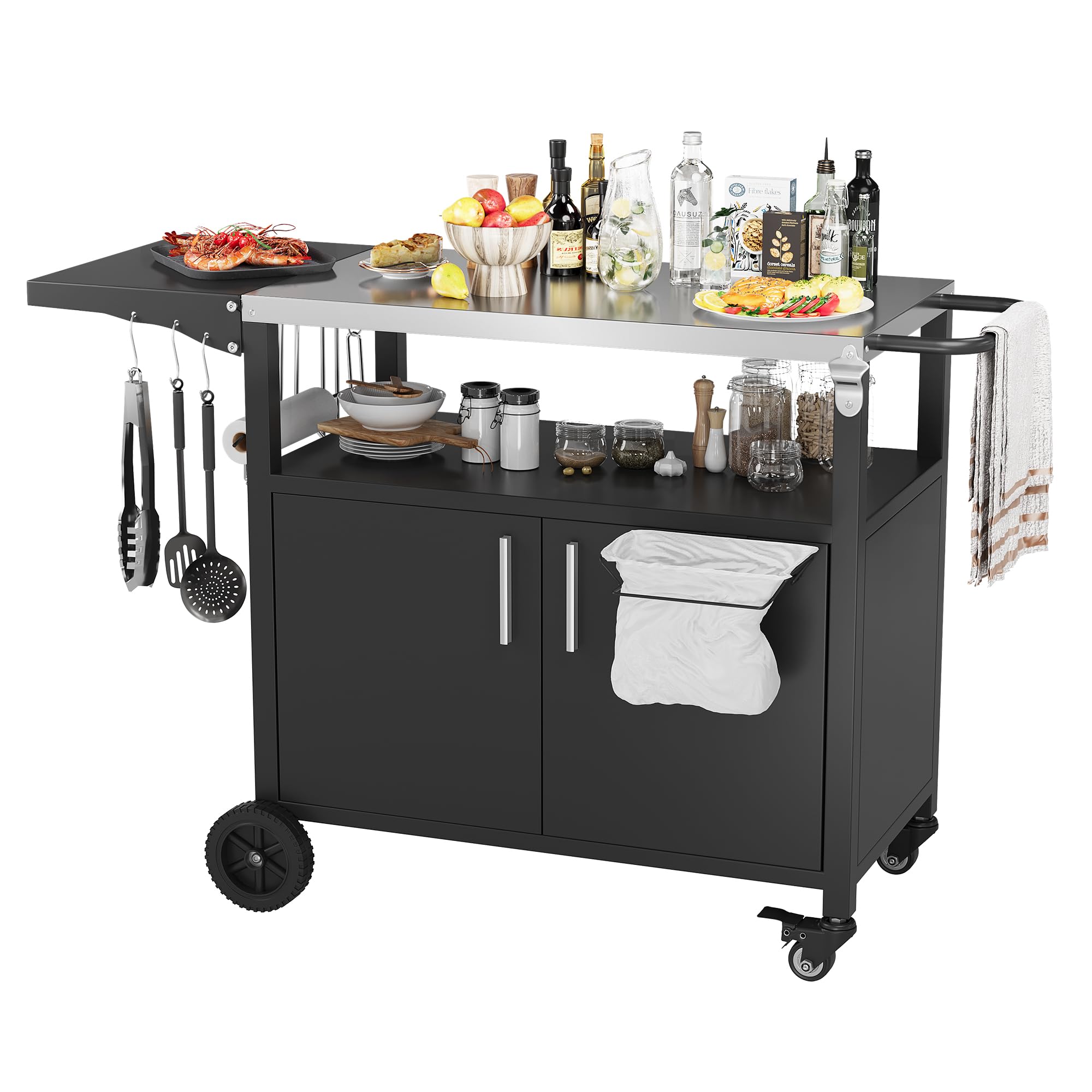 Outdoor Grill Cart with Foldable Top
