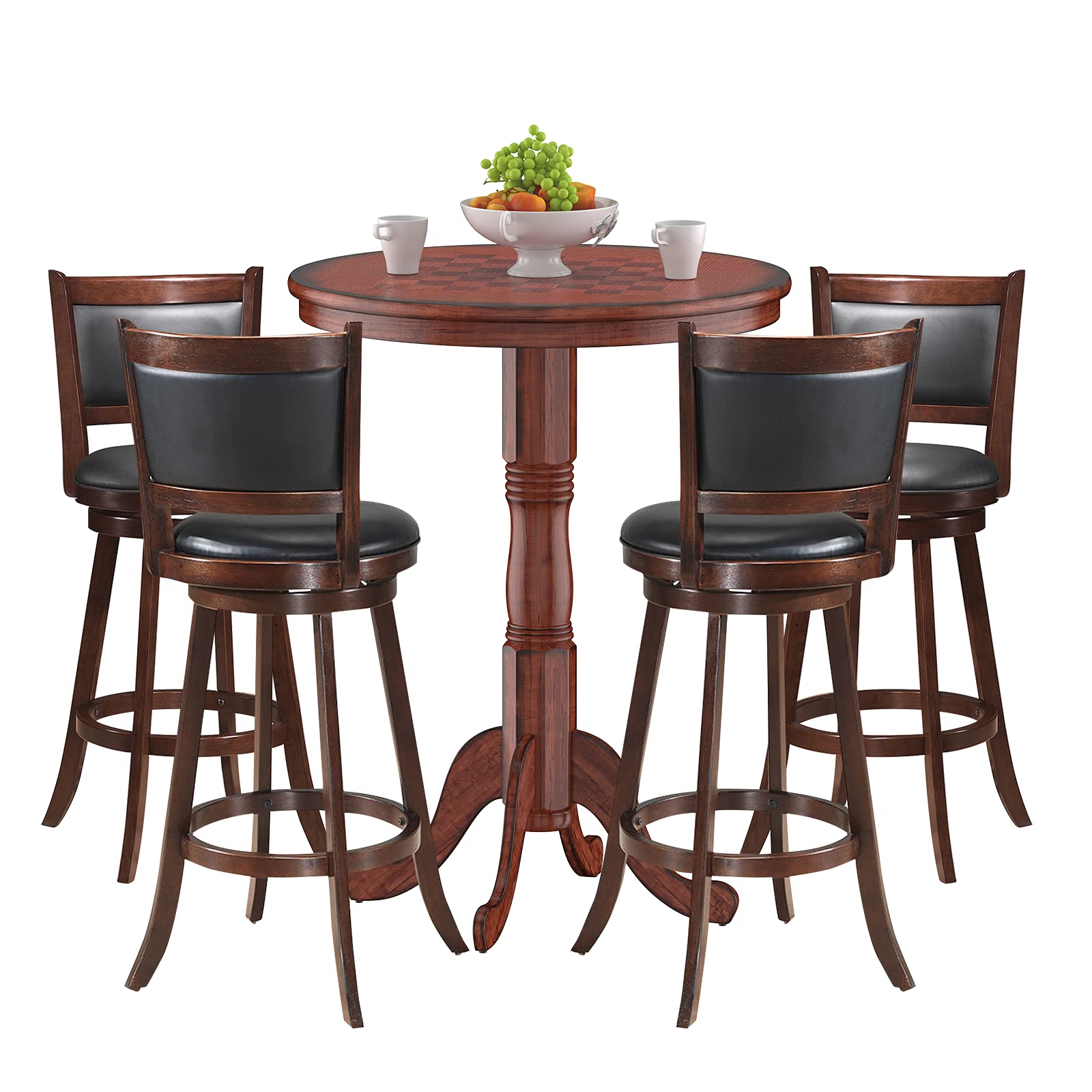 5-Piece Dining Table Set with Swivel Bar Stools