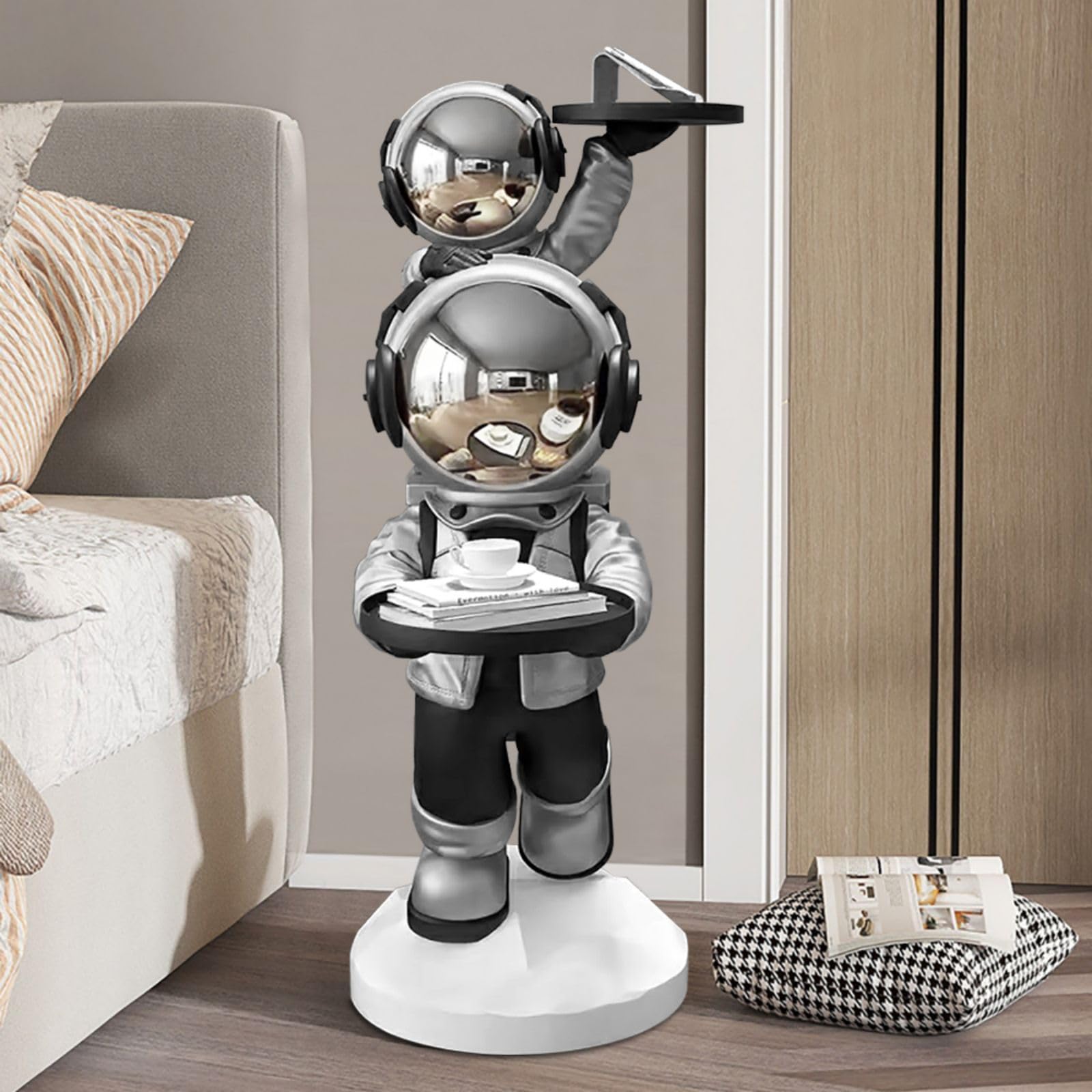 Astronaut Floor Sculpture with Dual Tray Top