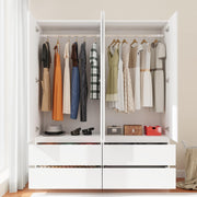 Armoire Wardrobe Closet with 4 Doors and Drawers
