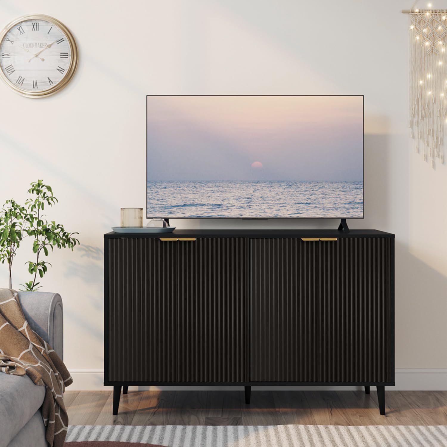 Fluted Sideboard Cabinet with 4 Doors