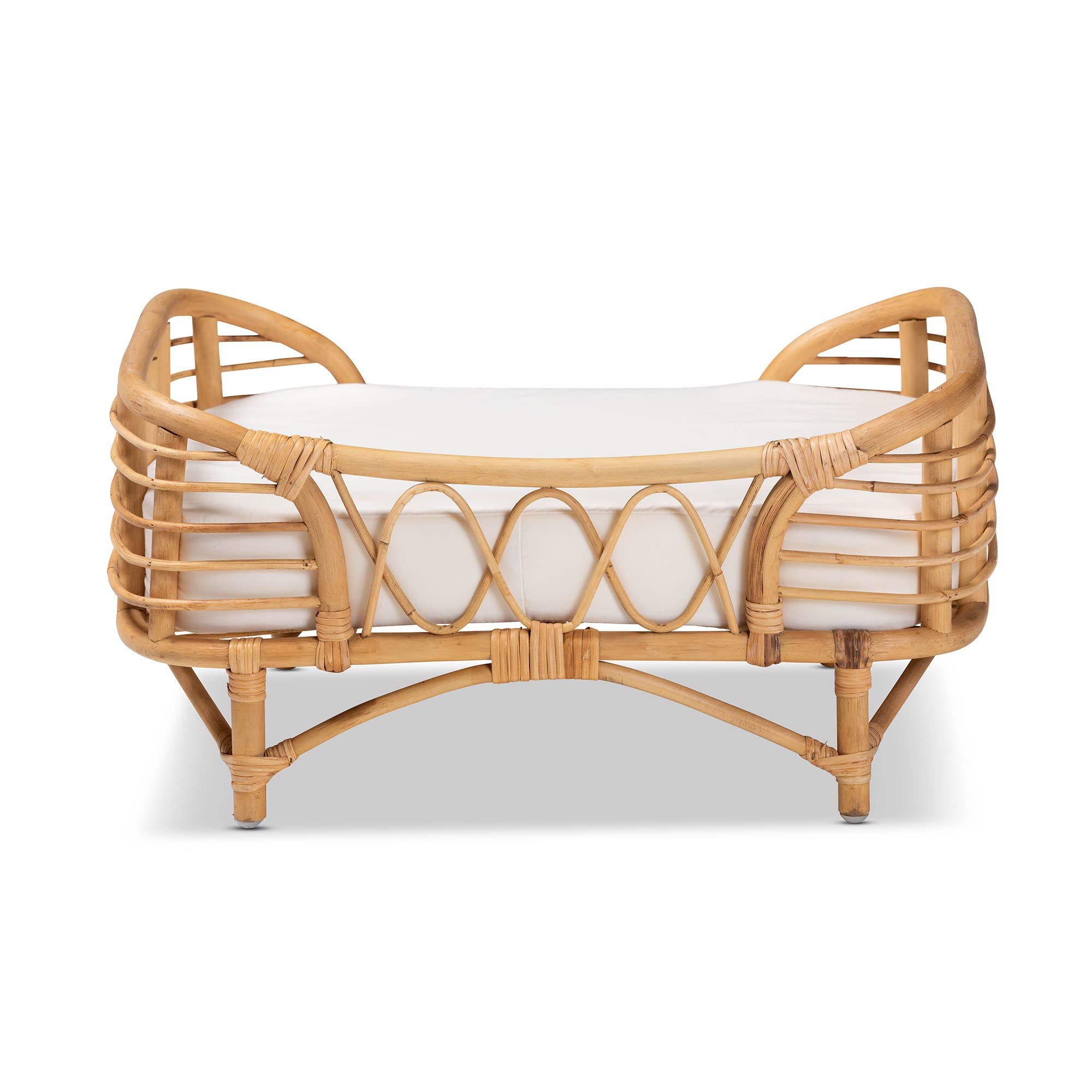 Malino Modern Bohemian Natural Rattan Pet Bed with Cushion