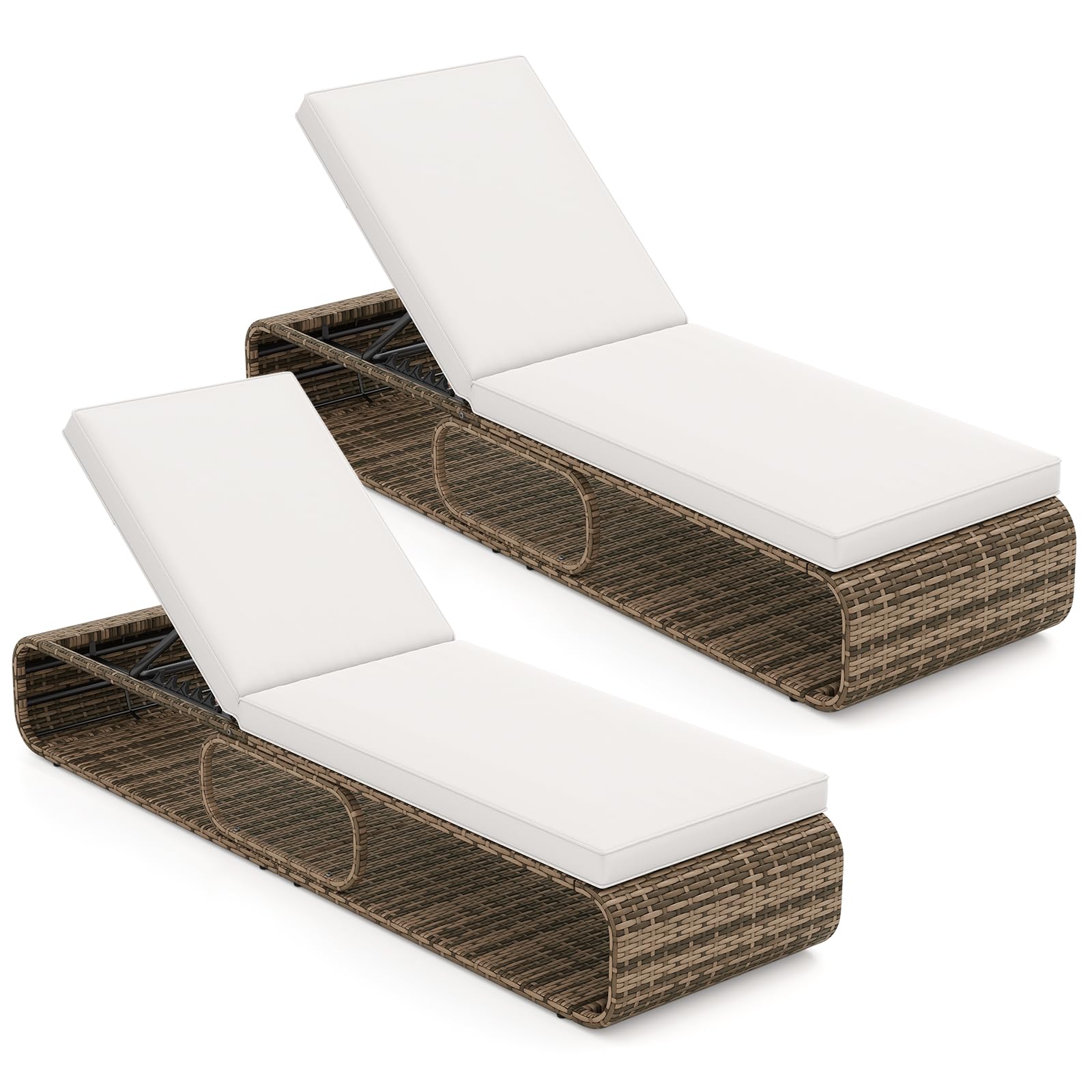 7-Position Outdoor Chaise Lounge Chair with Adjustable Backrest