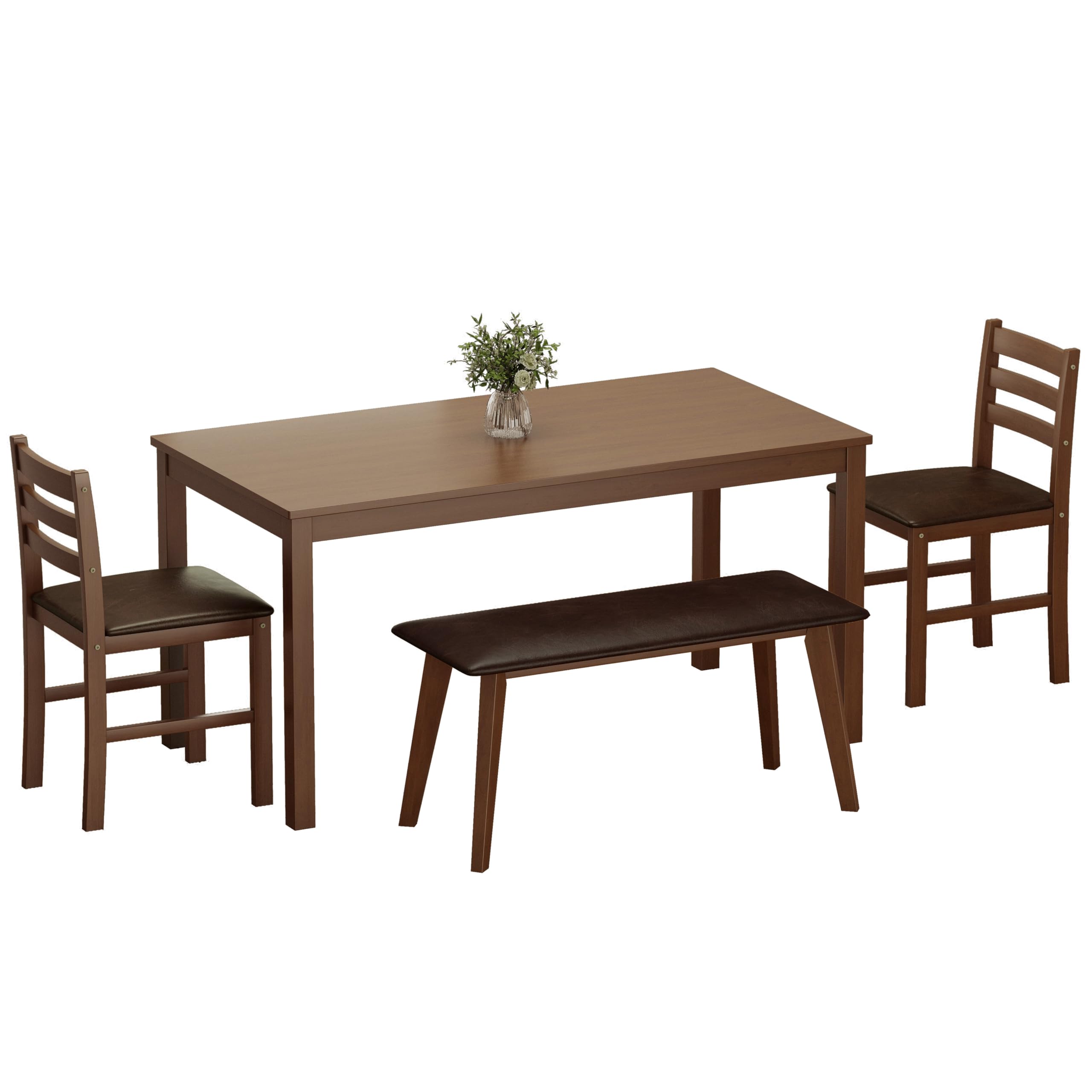 5-Piece Dining Table Set with Chairs and Bench