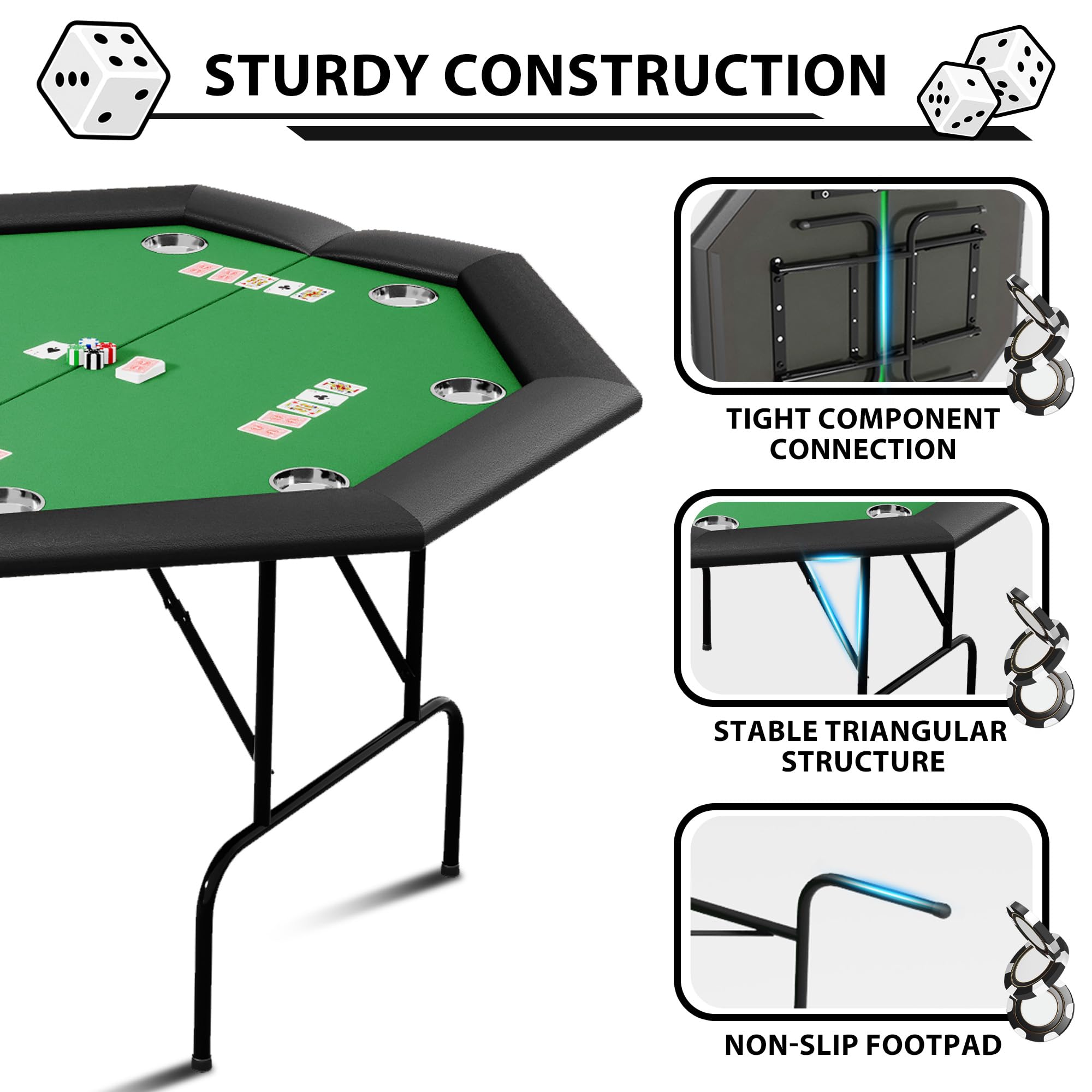 8-Player Octagon Poker Table
