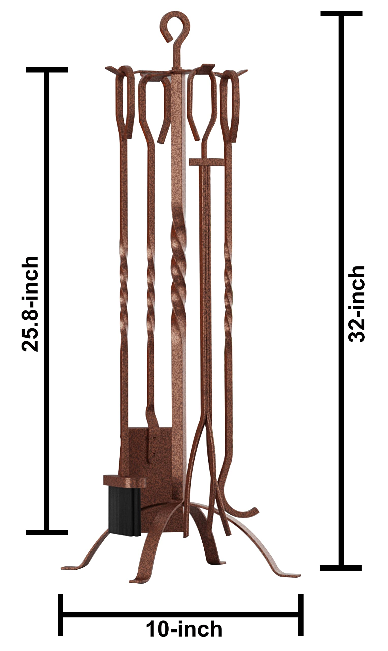 5-Piece Fireplace Tool Set with Stand