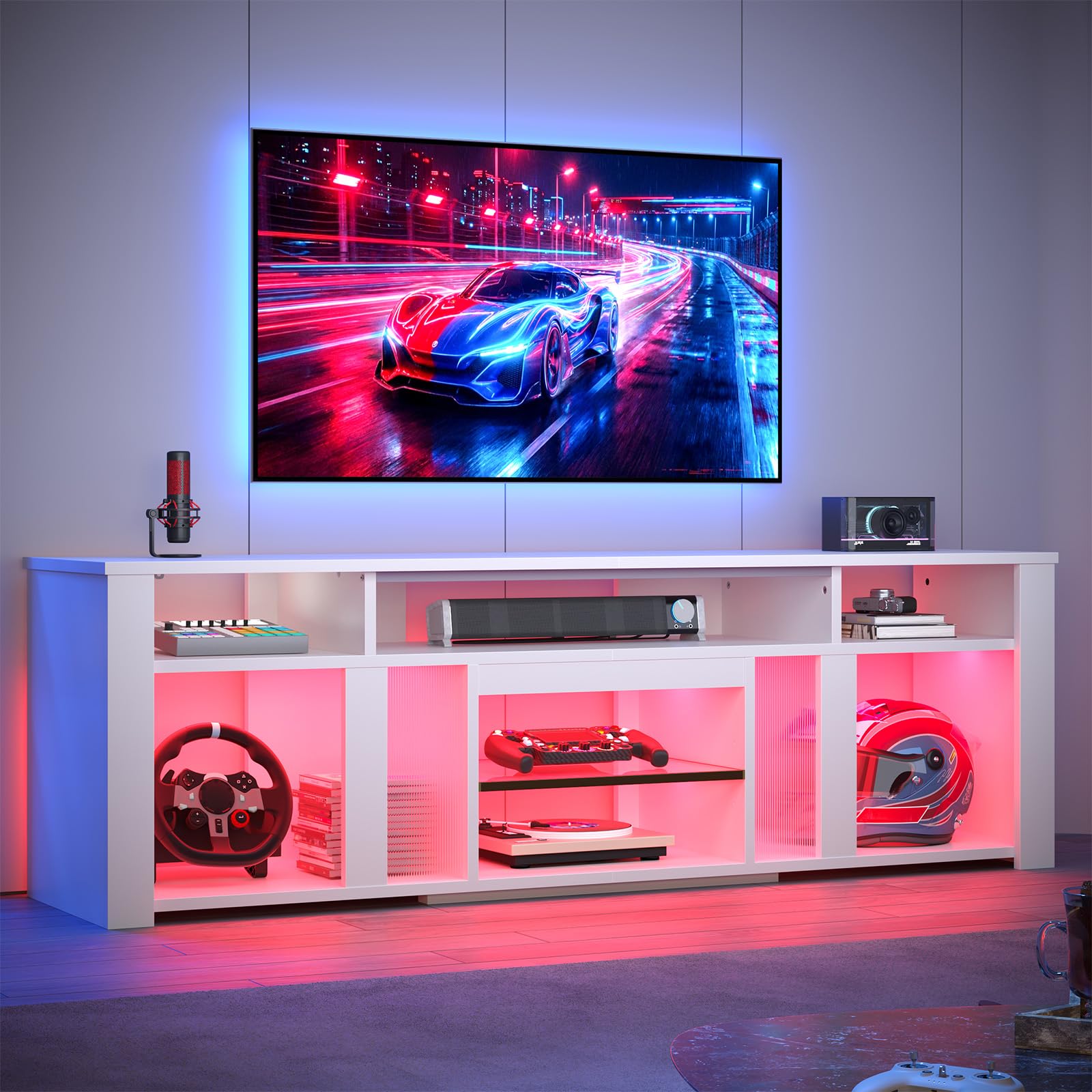 80 LED TV Stand with Adjustable Shelves