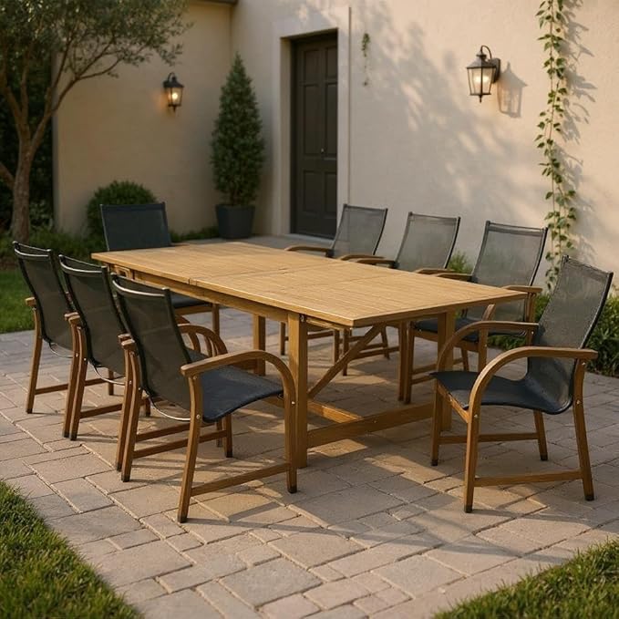 11-Piece Extendable Patio Dining Set for 10
