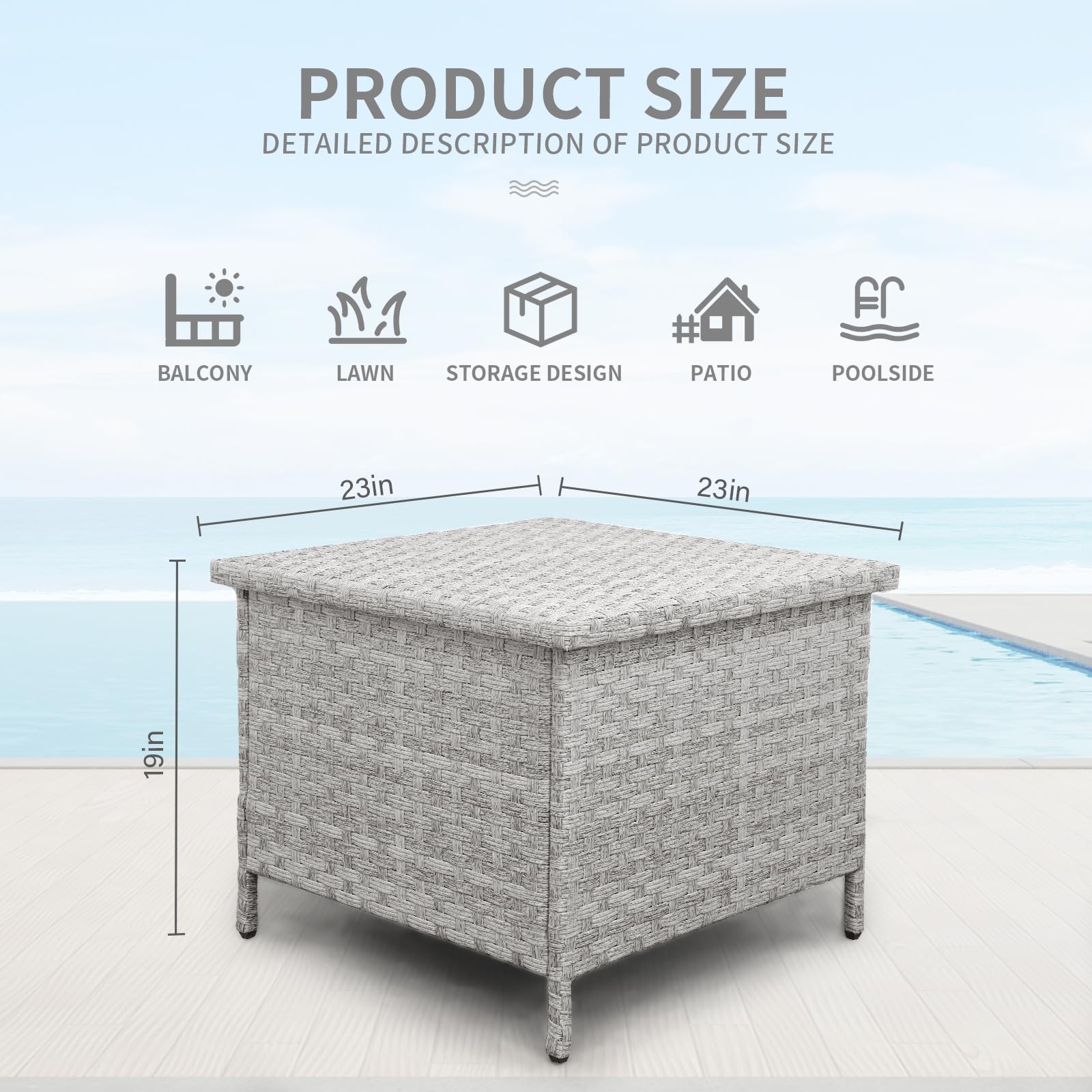 Outdoor Wicker Side Table with Storage