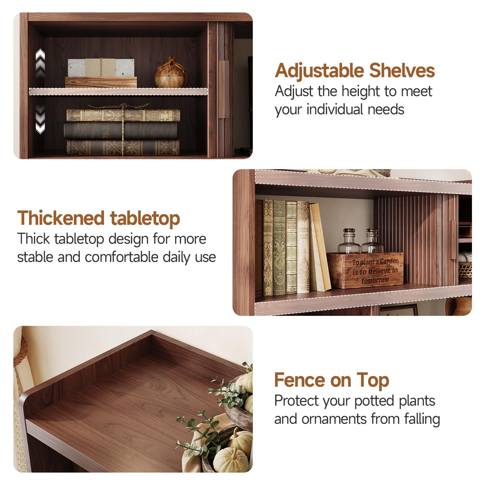 Sideboard Buffet Cabinet with Outlet and Adjustable Shelves