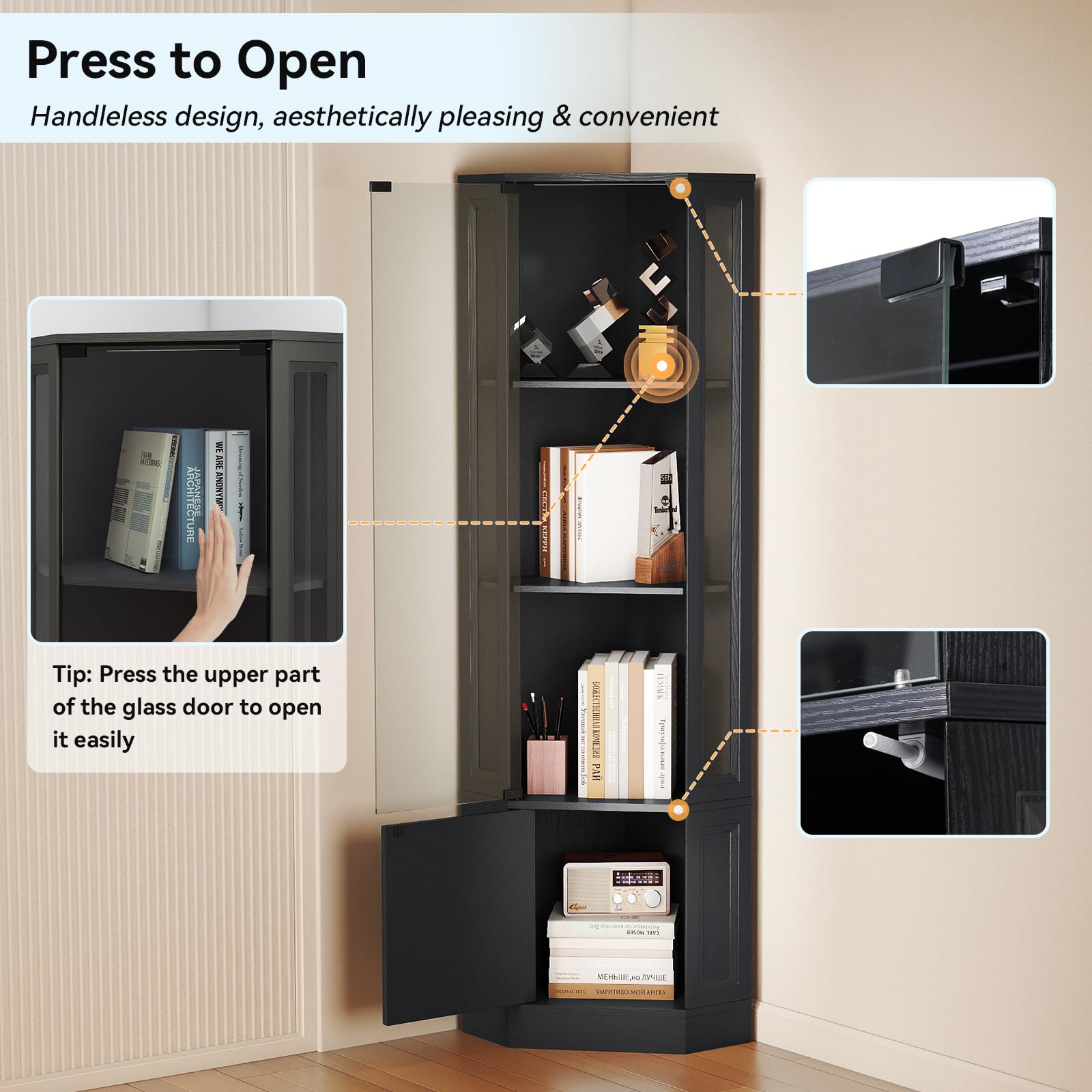 Corner Display Cabinet with RGB LED Lights