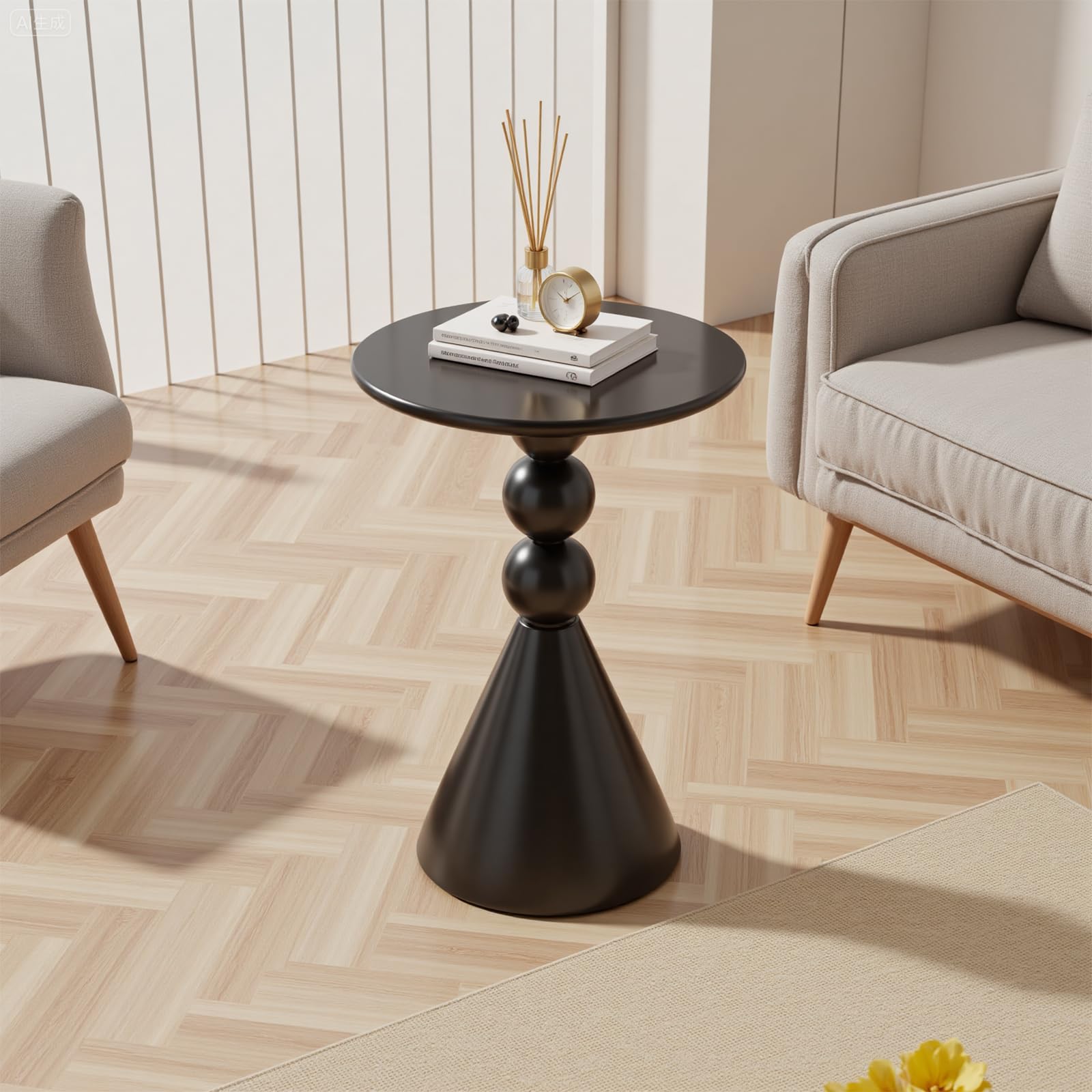 Metal Round Martini Table - Vintage Drum Side End Table