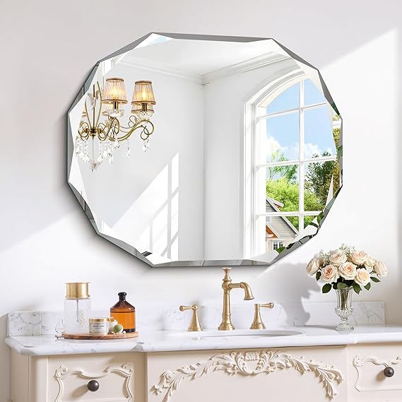 Oval Beveled Bathroom Mirror 48x28