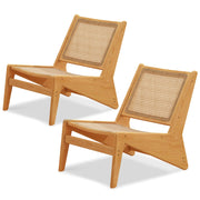 Rattan Accent Chair Set of 2 - Mid Century Modern Reading Chair