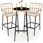 3-Piece Outdoor Bar Set with Rattan Chairs
