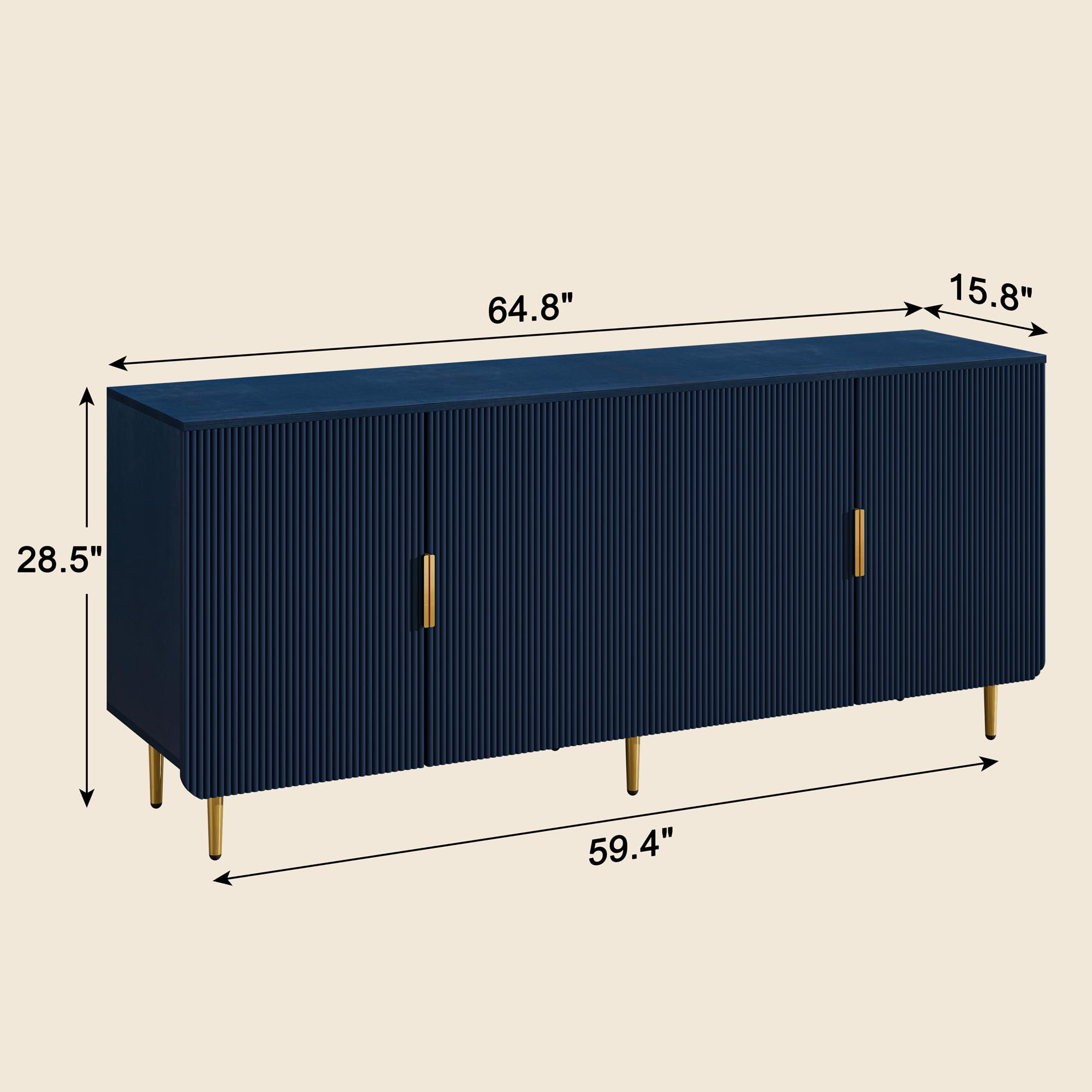 Fluted Sideboard Buffet Cabinet with Storage