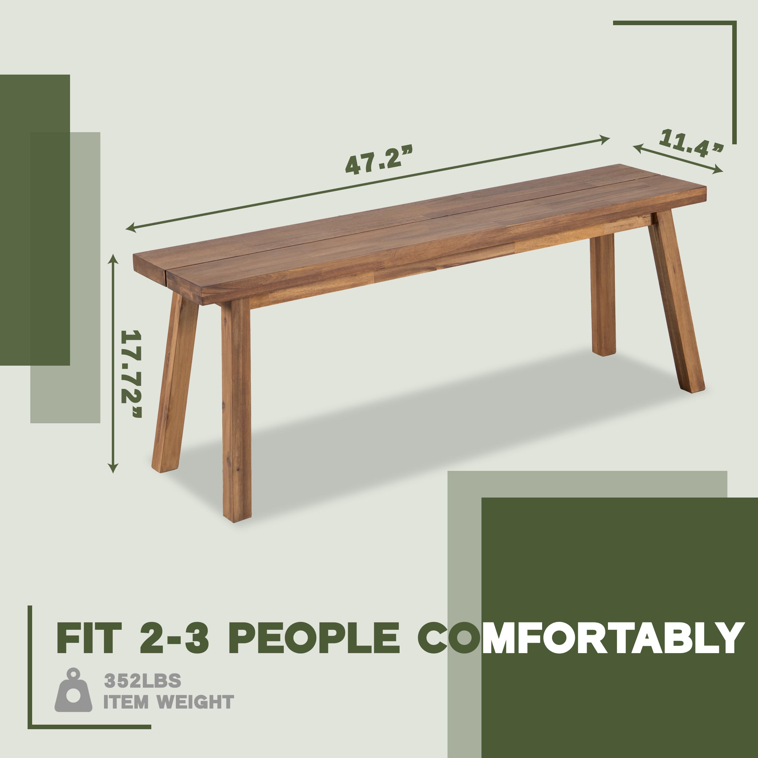 Acacia Wood Bench for Entryway and Living Room