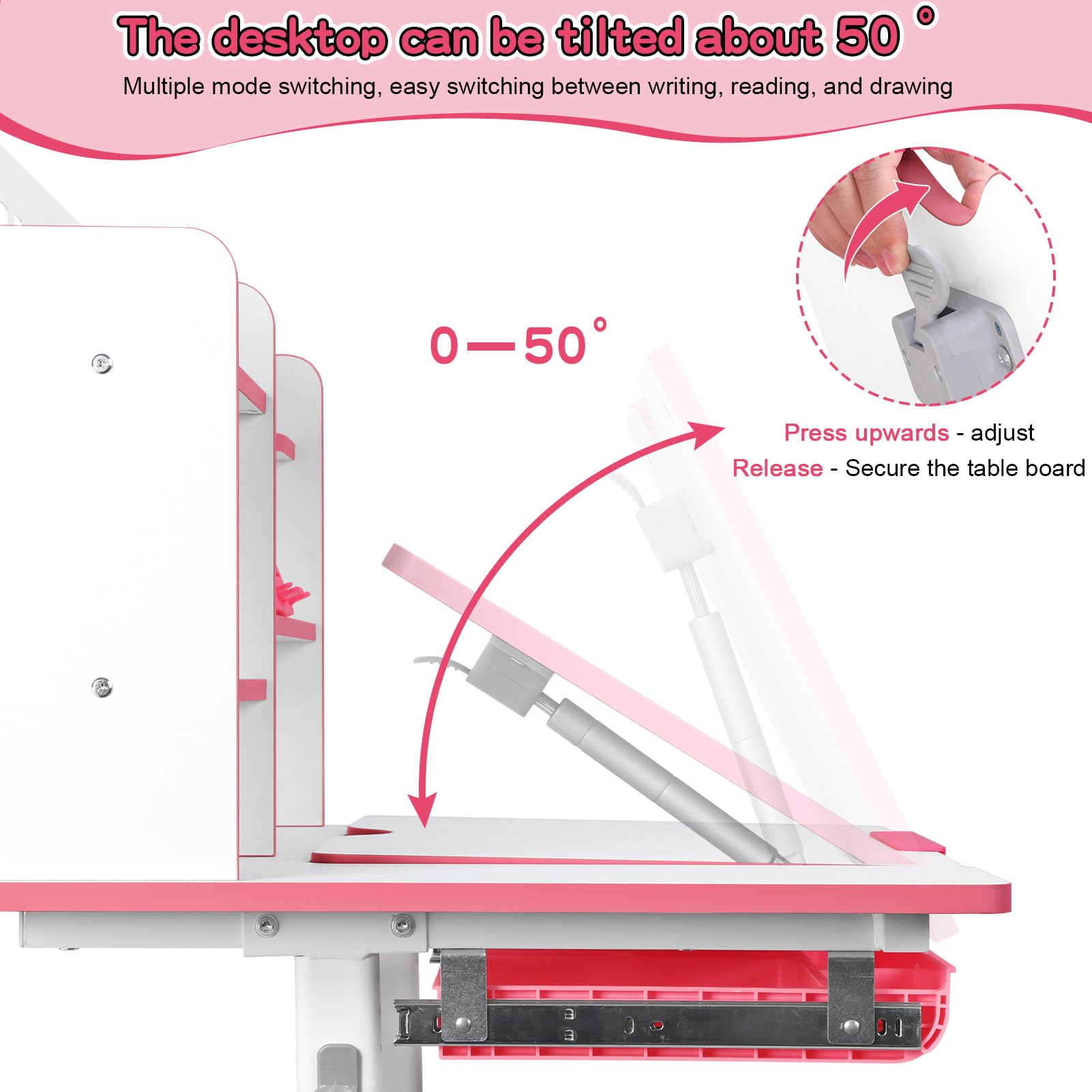 Height Adjustable Kids Study Desk and Chair Set