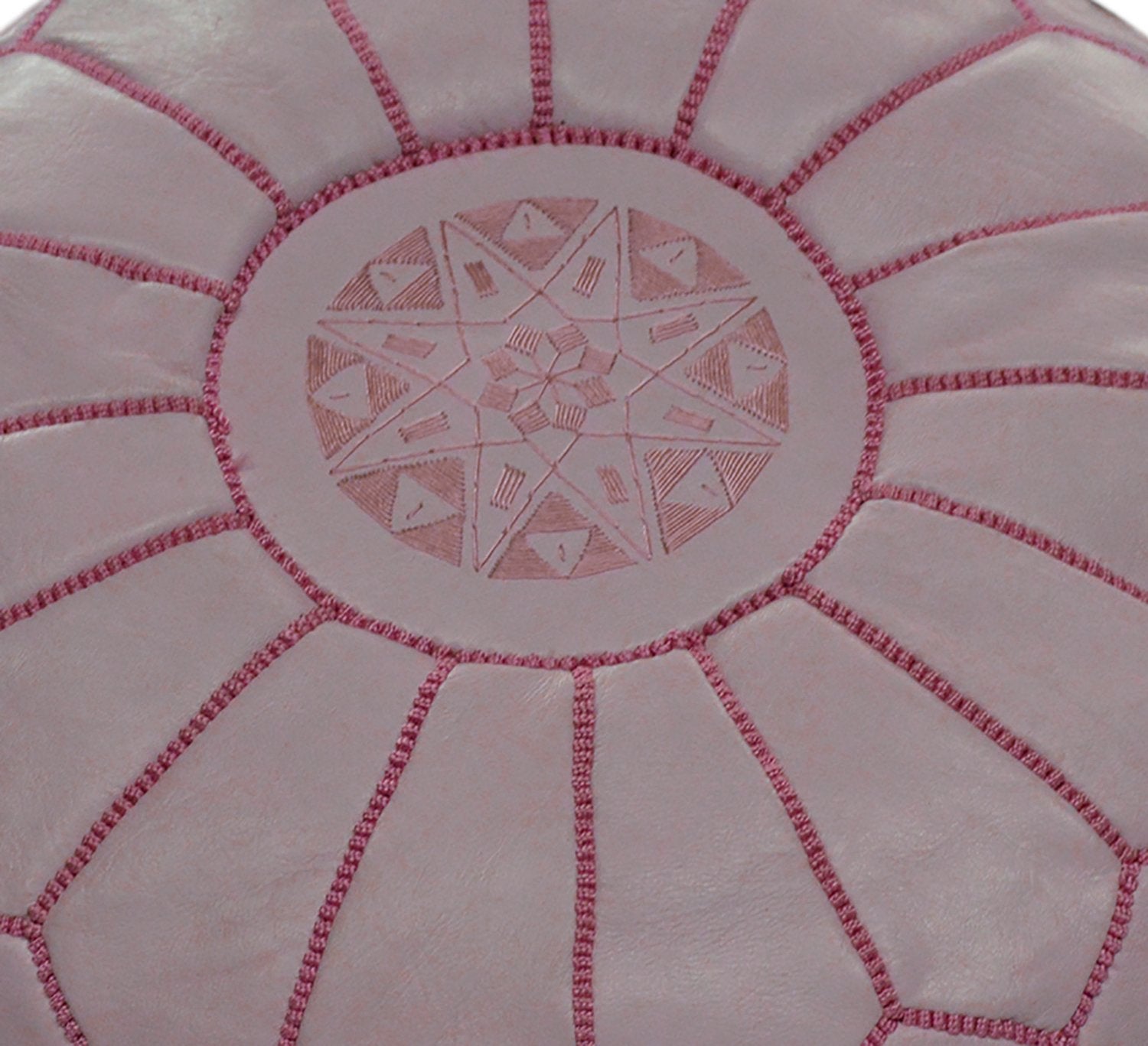 Pink Leather Pouf Ottoman