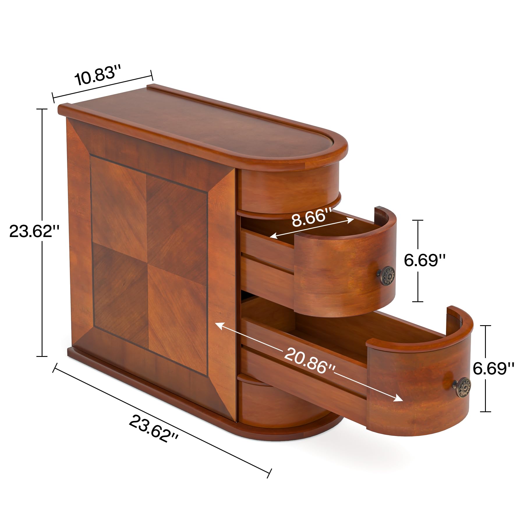 2-Drawer Wood End Table with Arc Design