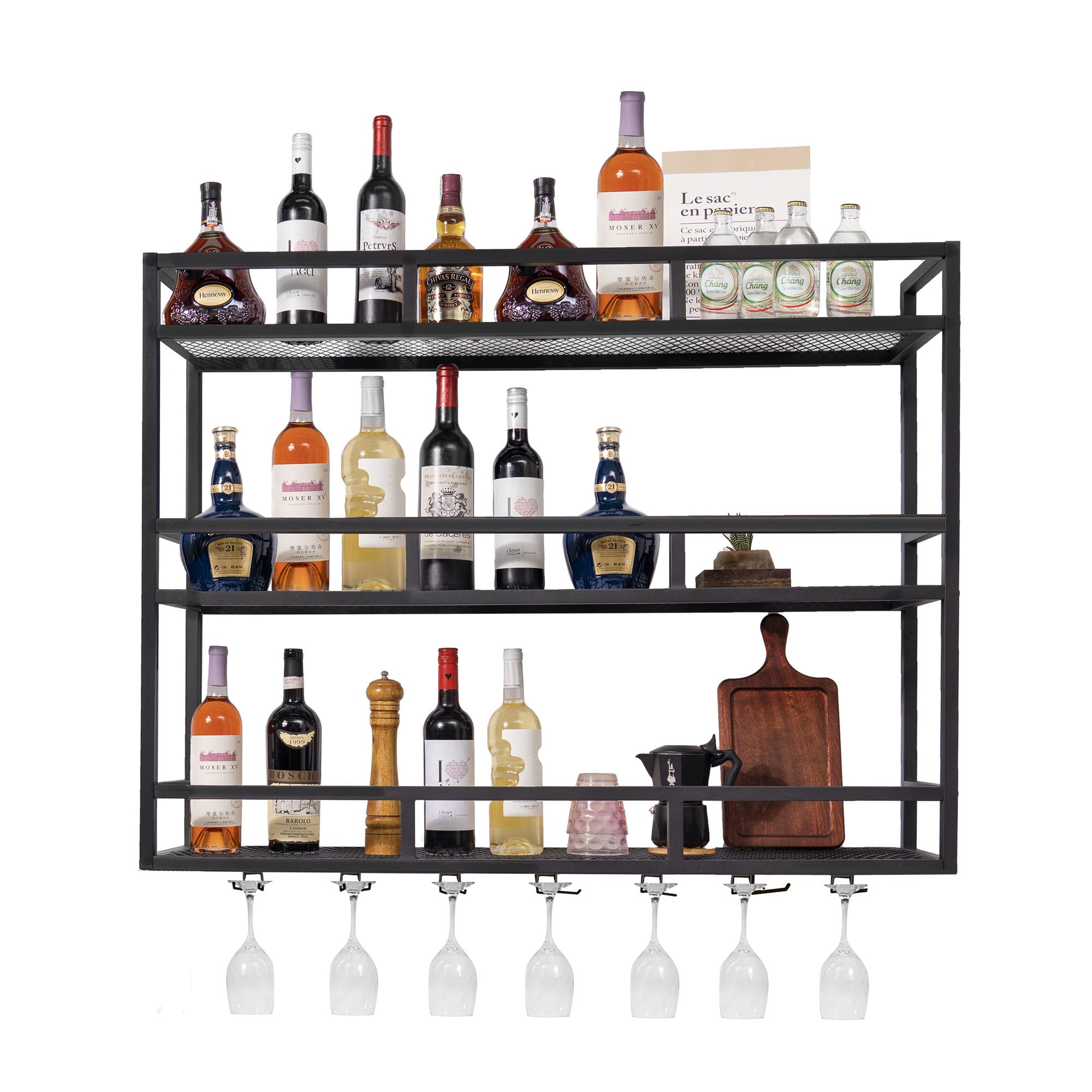 Wall Mounted Wine Rack with LED Light