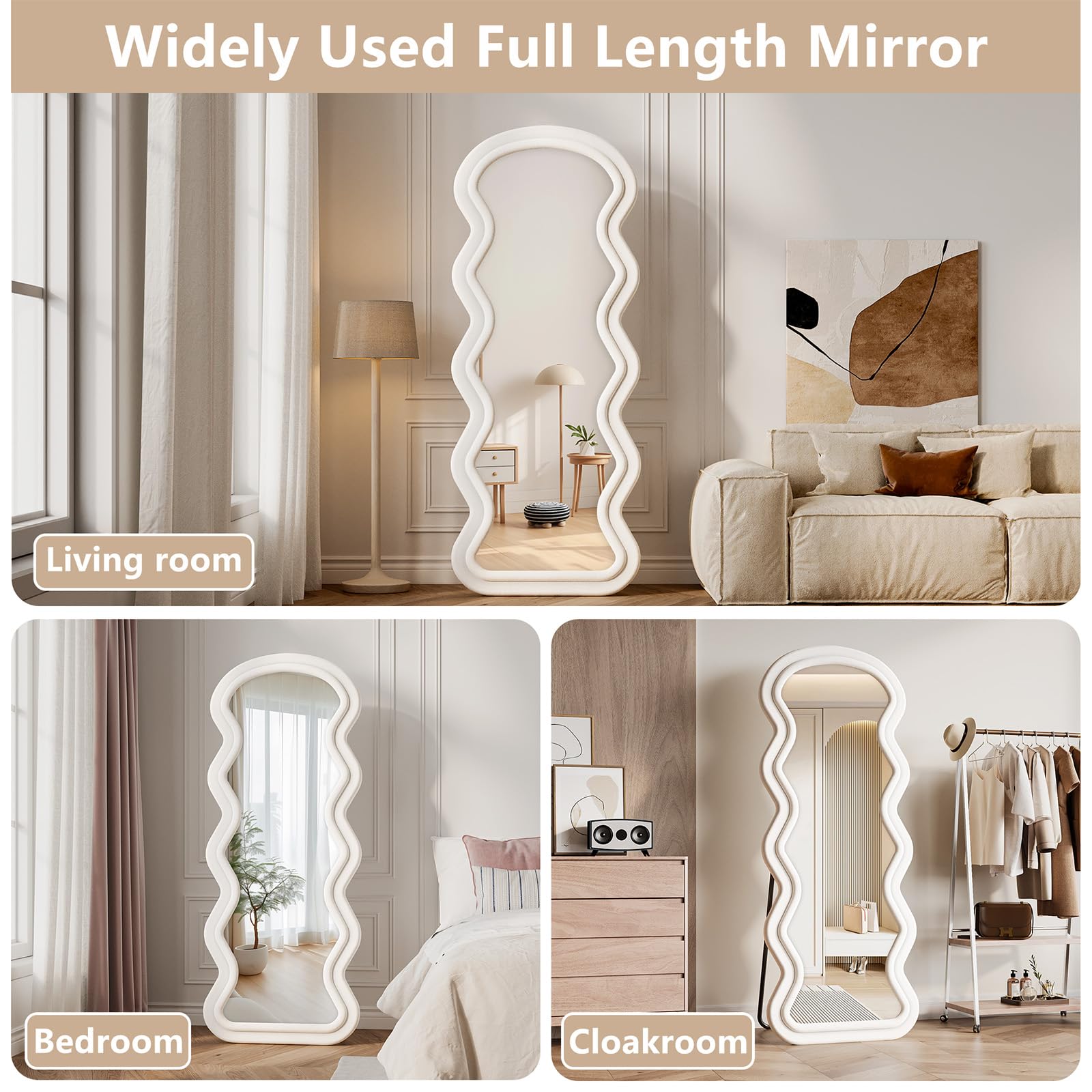 Wavy Full Length Mirror with Stand 71x32