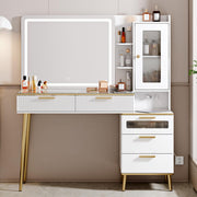 Vanity Desk with HD Lighted Mirror and 5 Drawers