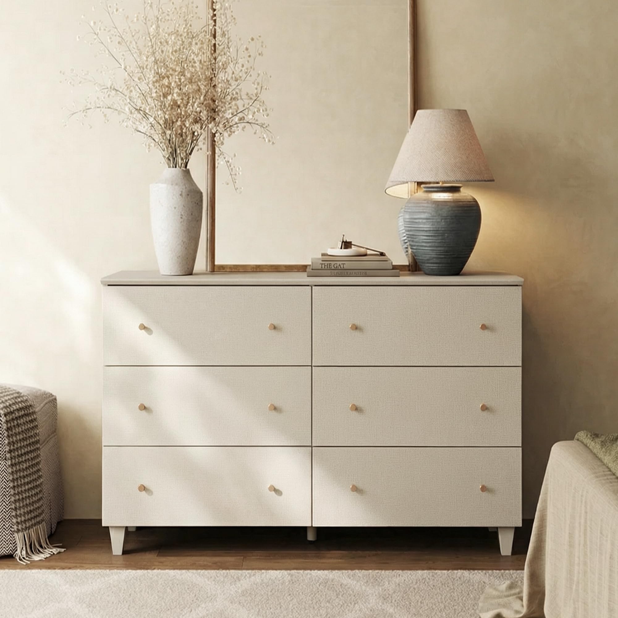 6-Drawer Dresser with Gold Knobs