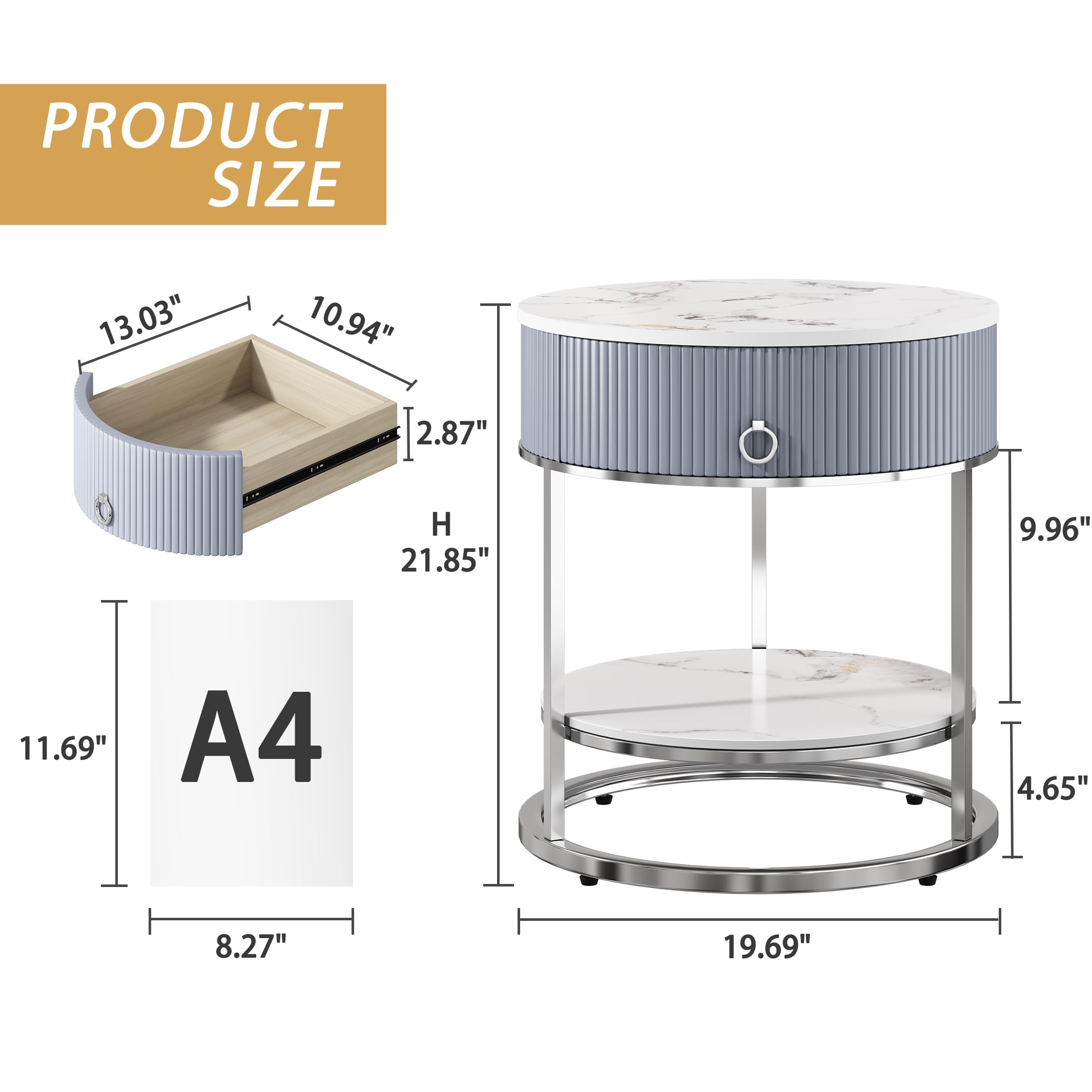 End Table with Drawer and Sintered Stone Top