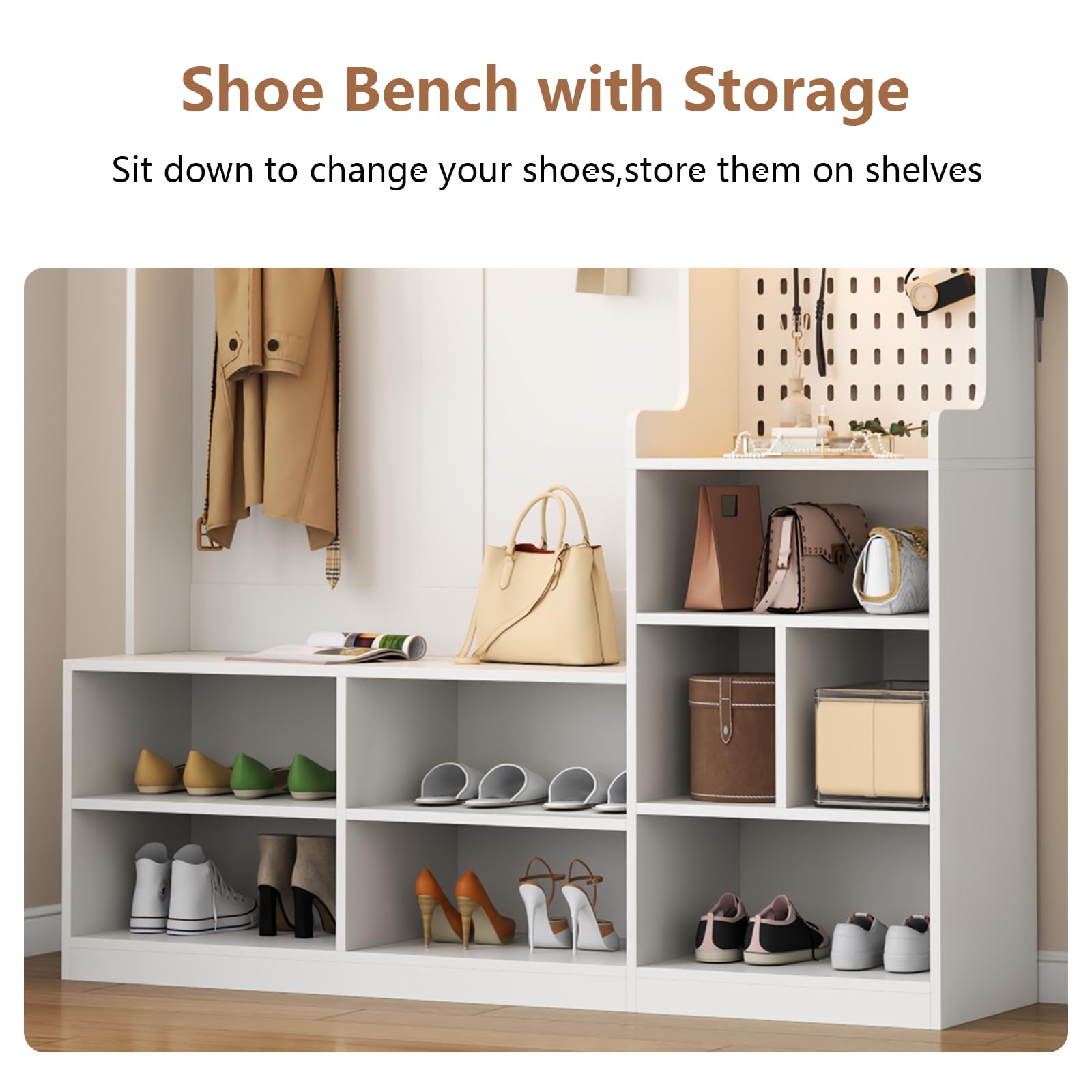 Hall Tree with Shoe Storage and LED Lights