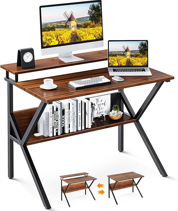 Small Computer Desk with Storage and Monitor Stand for Kids