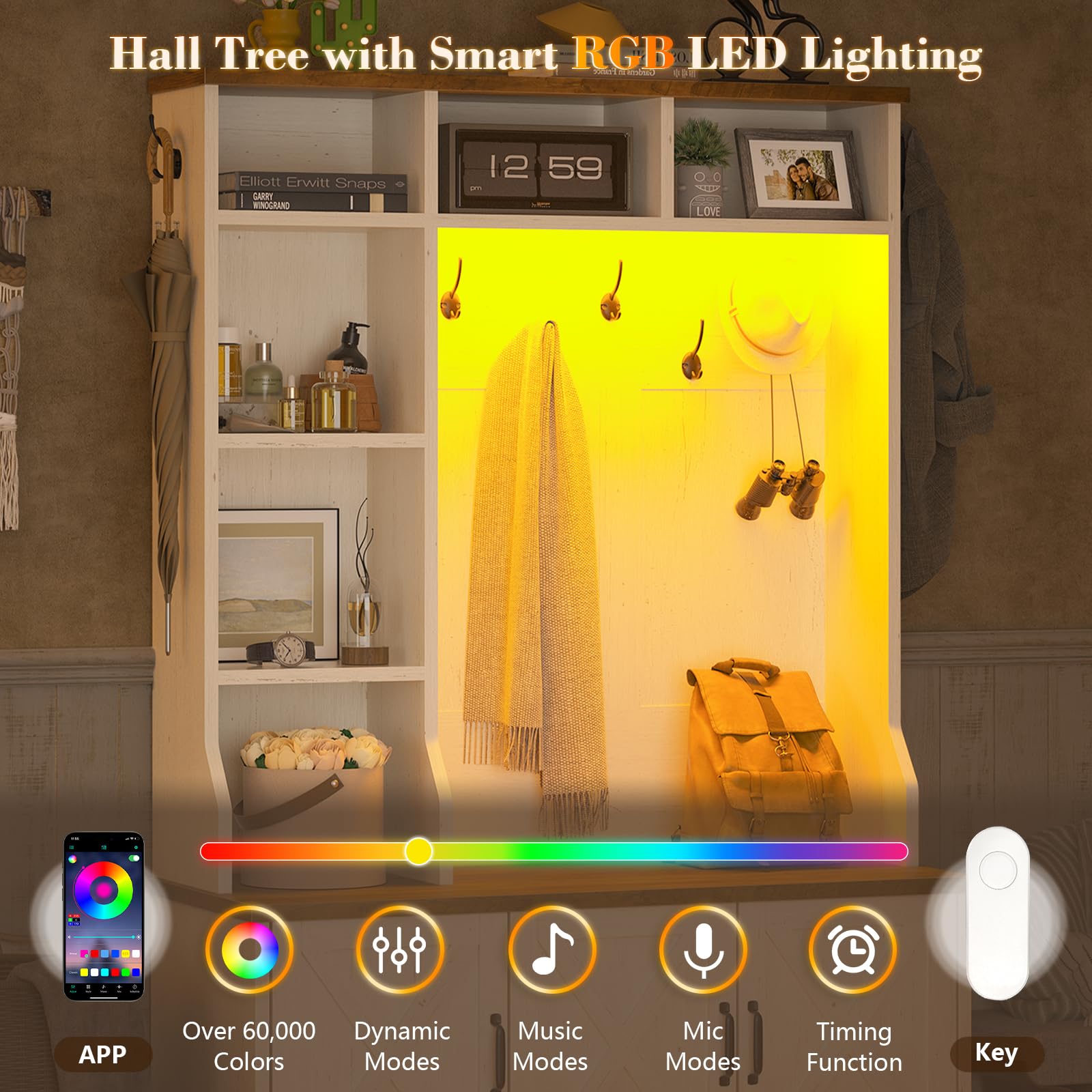 Hall Tree with Bench and Shoe Storage