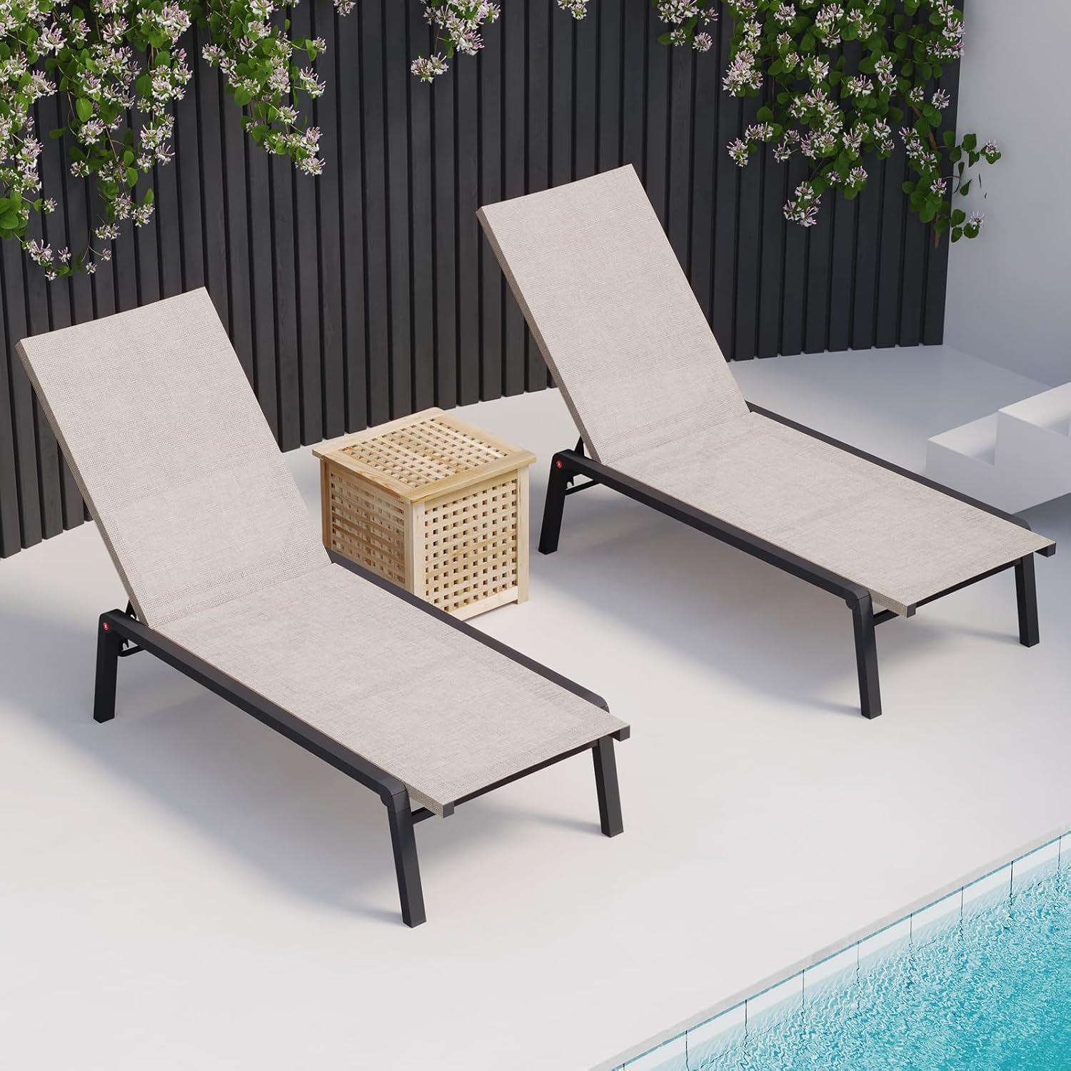 Adjustable Foldable Chaise Lounge Chair Set of 2